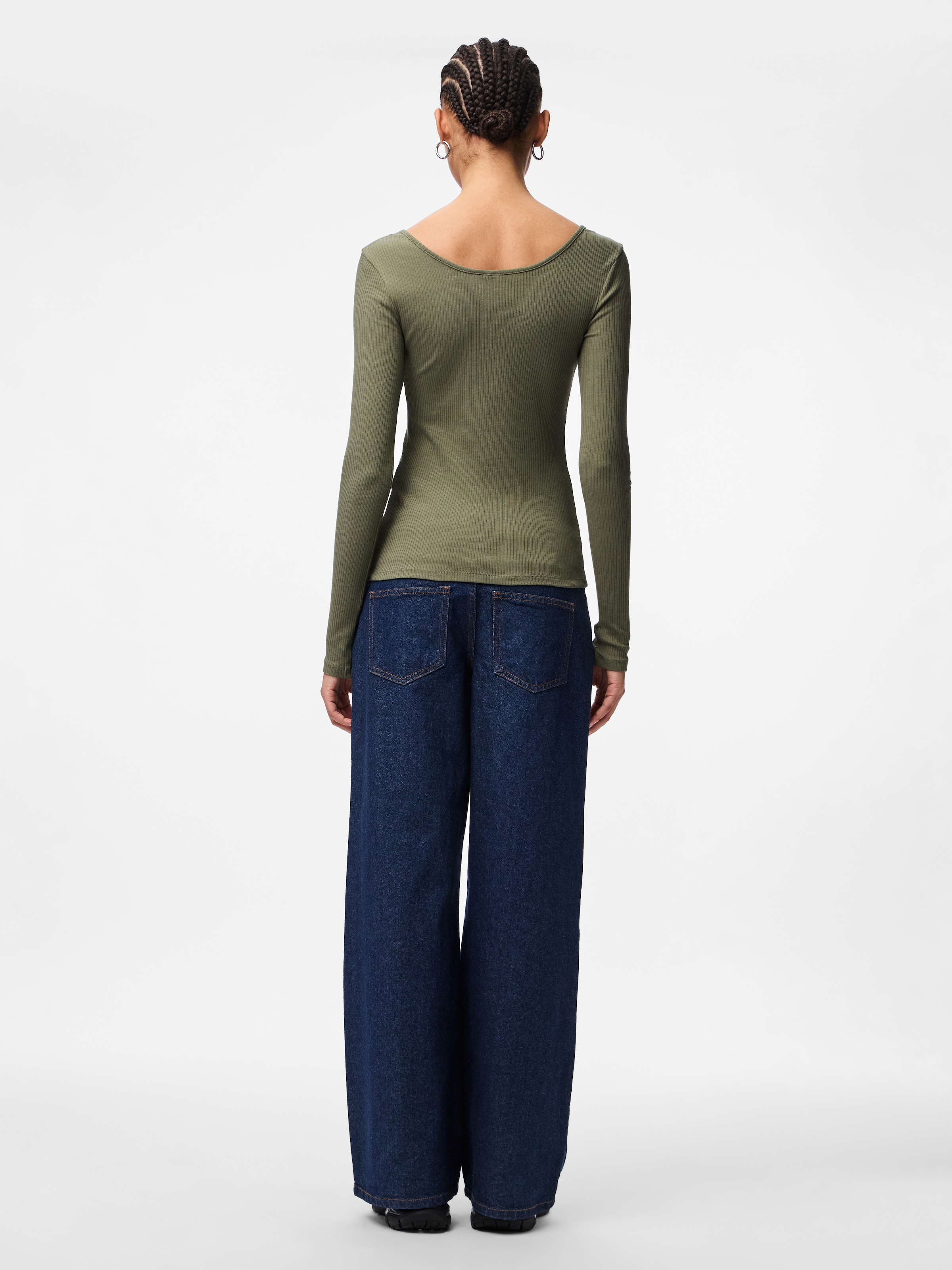 pieces T-shirt à manches longues »PCKITTE LS TOP NOOS BC« Mélange de coton, coupe slim