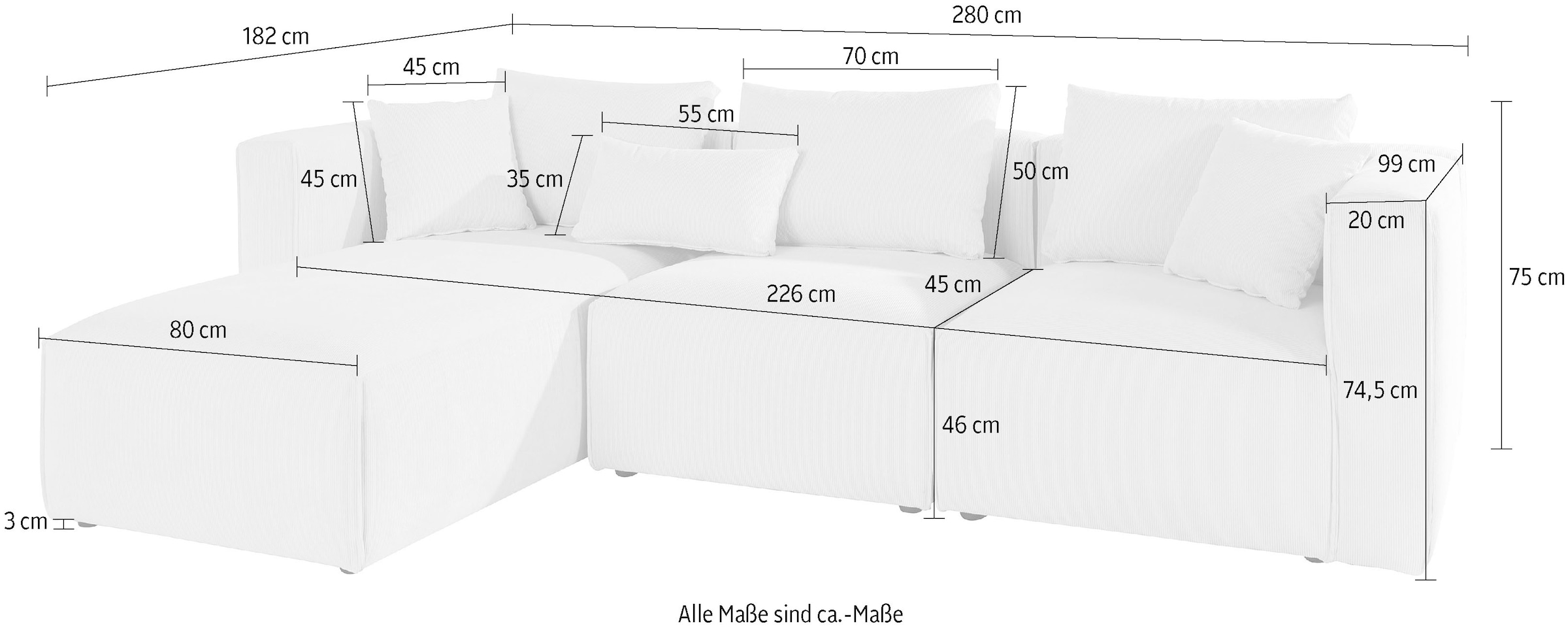 Guido Maria Kretschmer Home&Living Ecksofa »Comfine L-Form«, zusammengesetzt aus Modulen, 3 Bezugsqualitäten und viele Farben