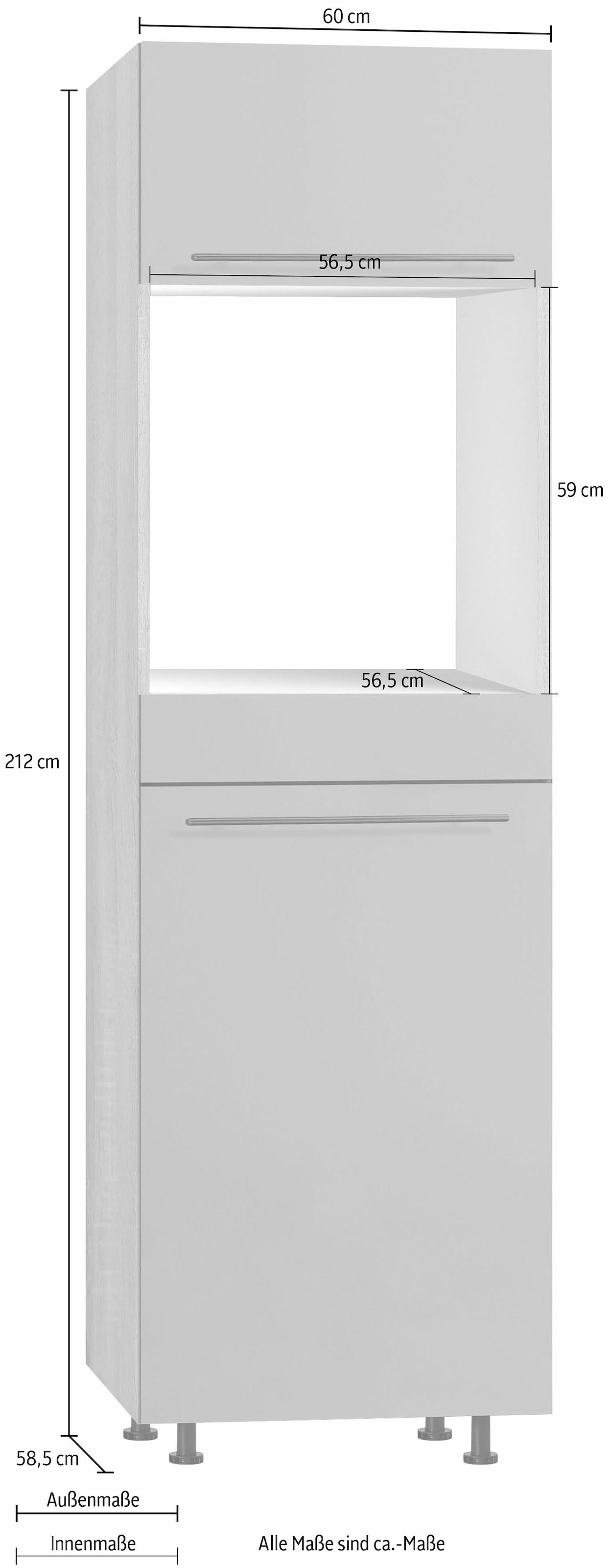 OPTIFIT Backofen/Kühlumbauschrank »Bern«, 60 cm breit, 212 cm hoch, mit höhenverstellbaren Stellfüssen