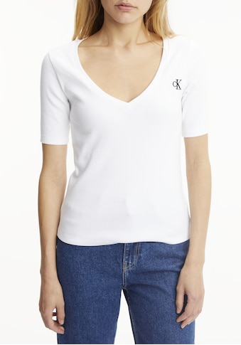 Calvin Klein Jeans V-Shirt »CK RIB V-NECK TEE«, mit Calvin Klein Jeans Logo-Print kaufen