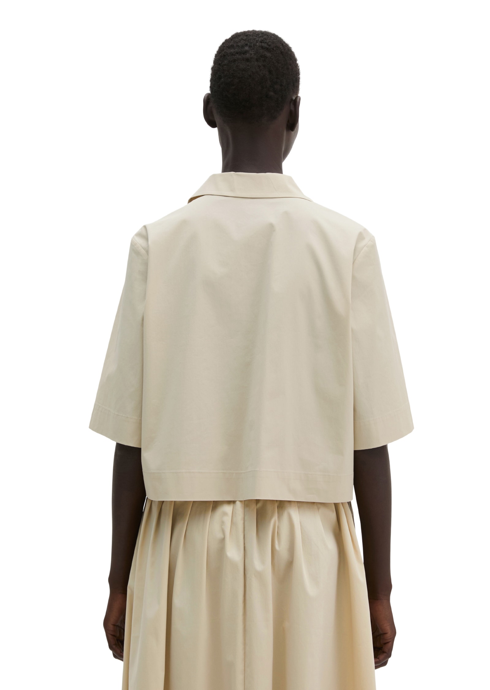 Marc O'Polo Kurzarmbluse relaxed aus Popeline-Stretch, croped
