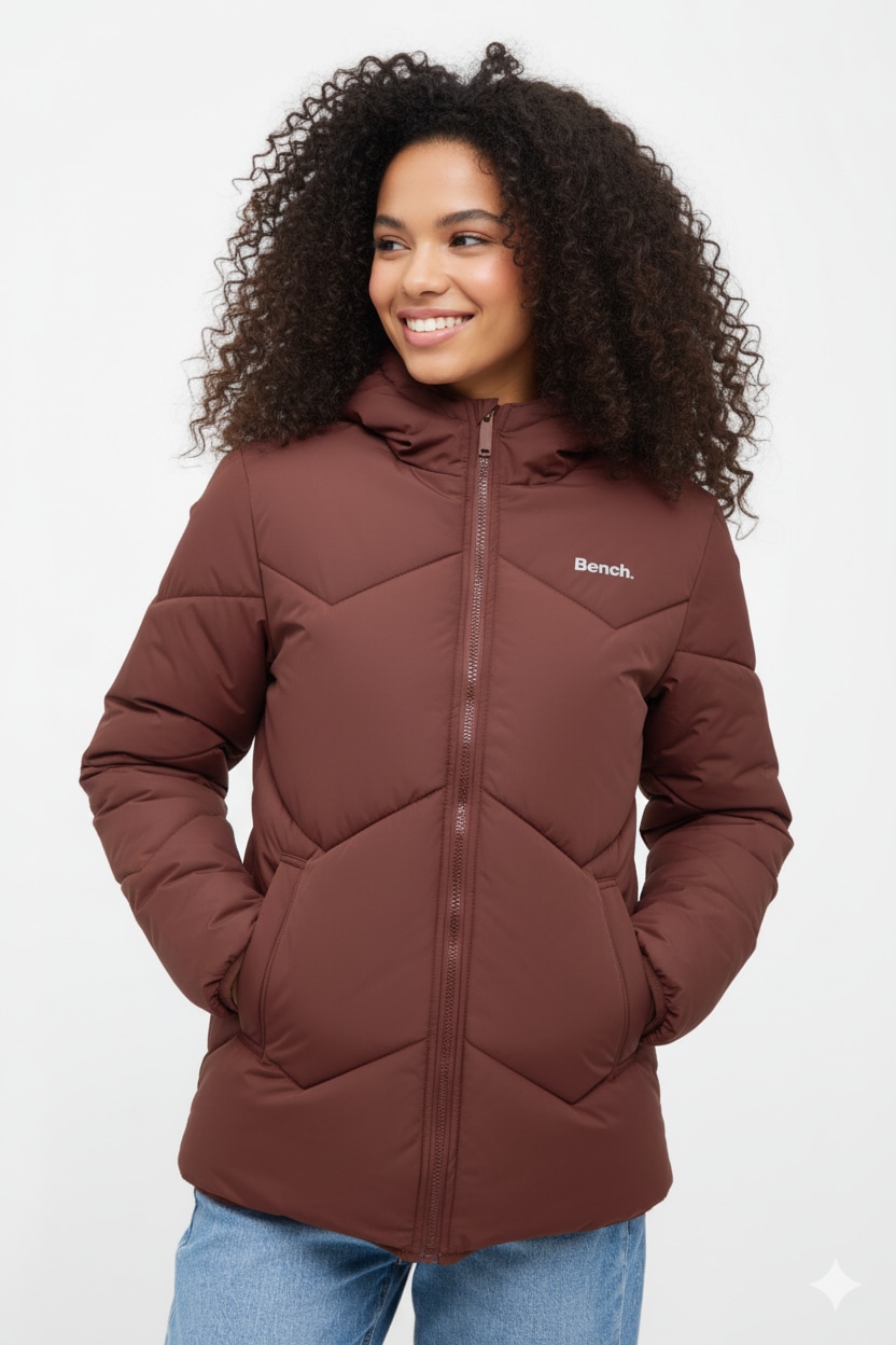 Image of Bench. Steppjacke "KRIYA" mit Kapuze leichte Winterjacke mit hoher Wärmeleistung und Zick Zack Steppung