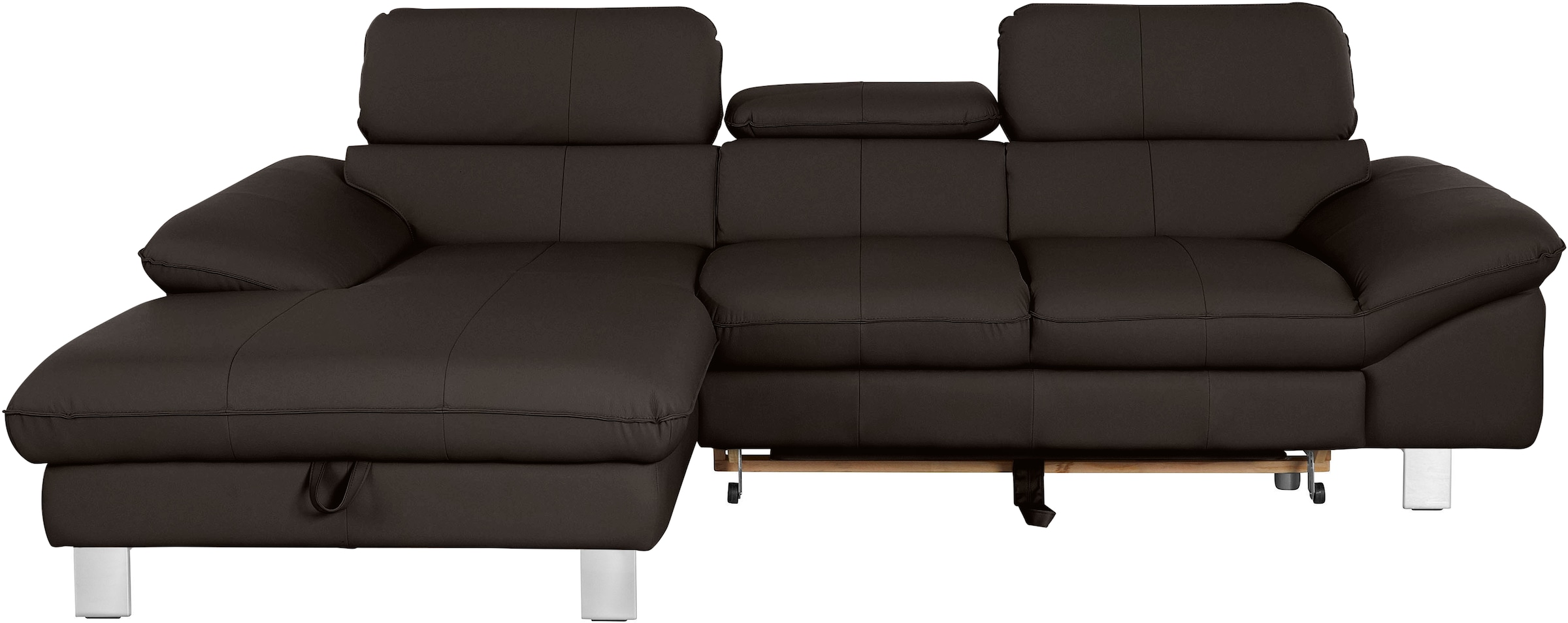 COTTA Ecksofa »Driver L-Form, B: 268 cm, moderne Couch mit Wellenunterfederung, Leder« Kopfteilverstellung, opt. Schlaffunktion + XL Bettkasten, LF:191x129cm
