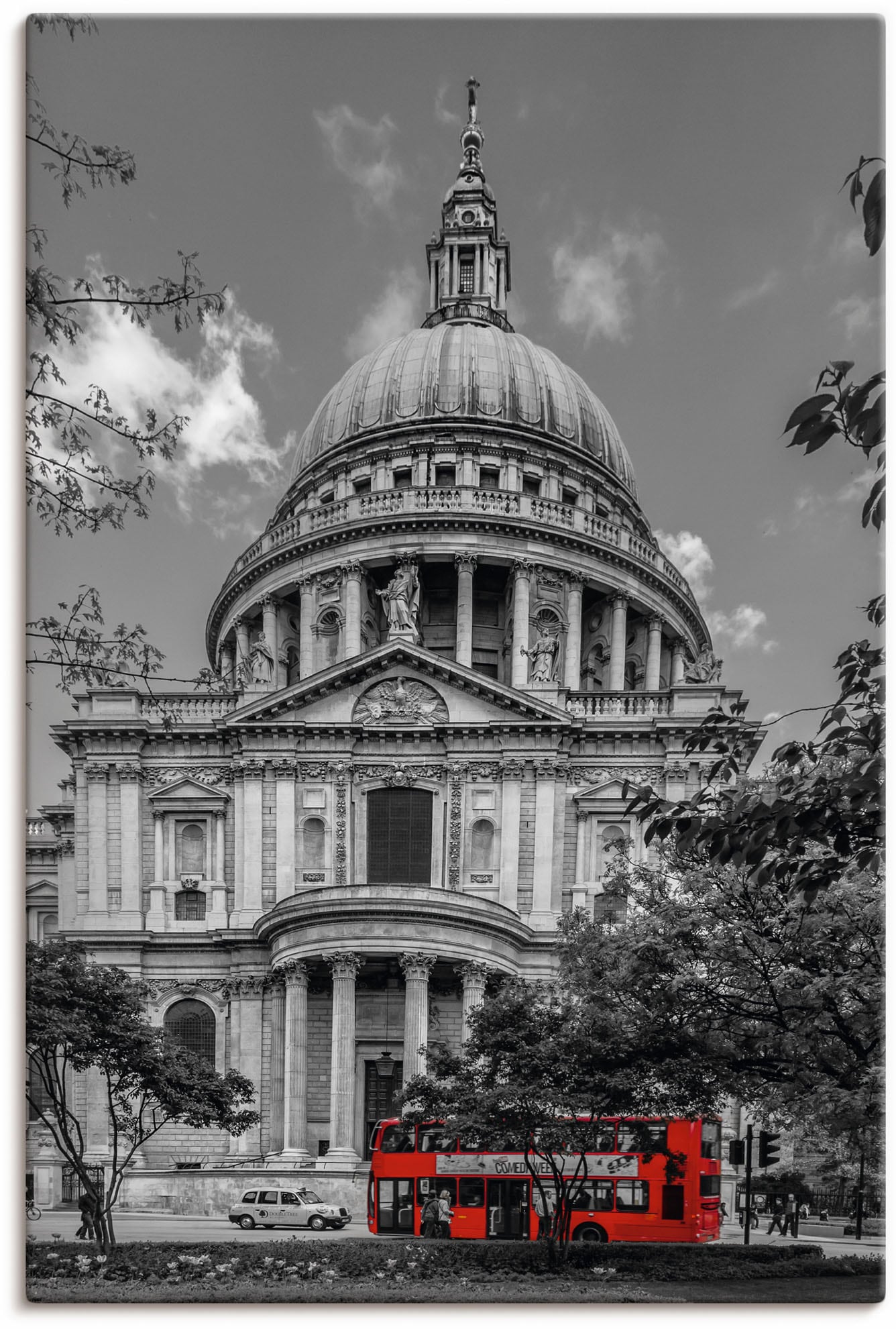 Leinwandbild »London St. Paul’s Cathedral & Roter Bus«, London, (1 St.), auf...