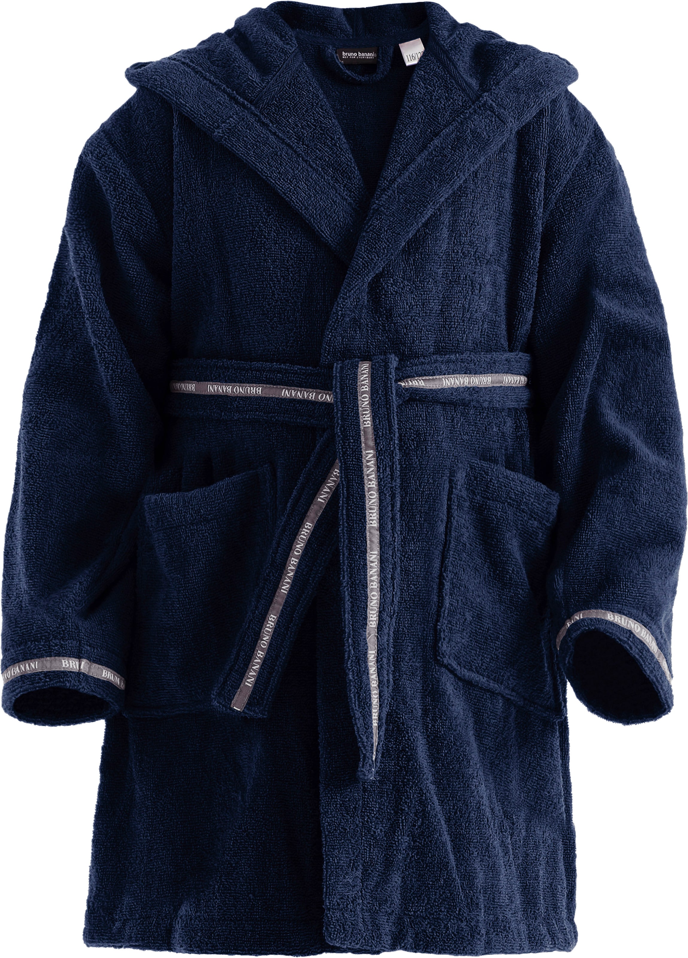 Bruno Banani Peignoir de bain pour enfants »Danny, Ideal für Zuhause, Schwimmbad oder im Urlaub« 1 cuis mit Logostreifen, aus 100% Baumwolle