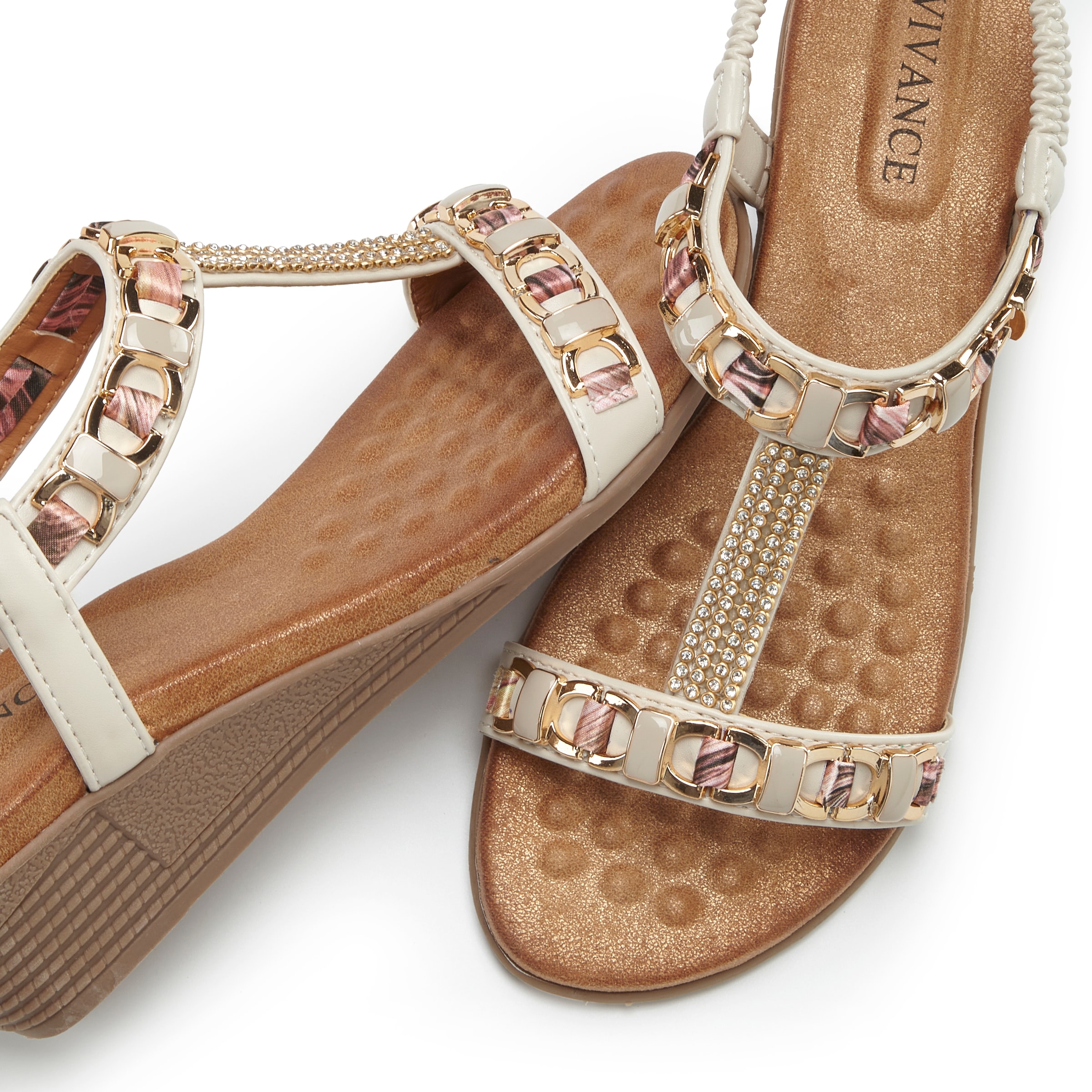 Vivance Sandales »Sommerschuh, offener Schuh, Sandale, Keilsandalette,«  avec lanières élastiques et talon compensé