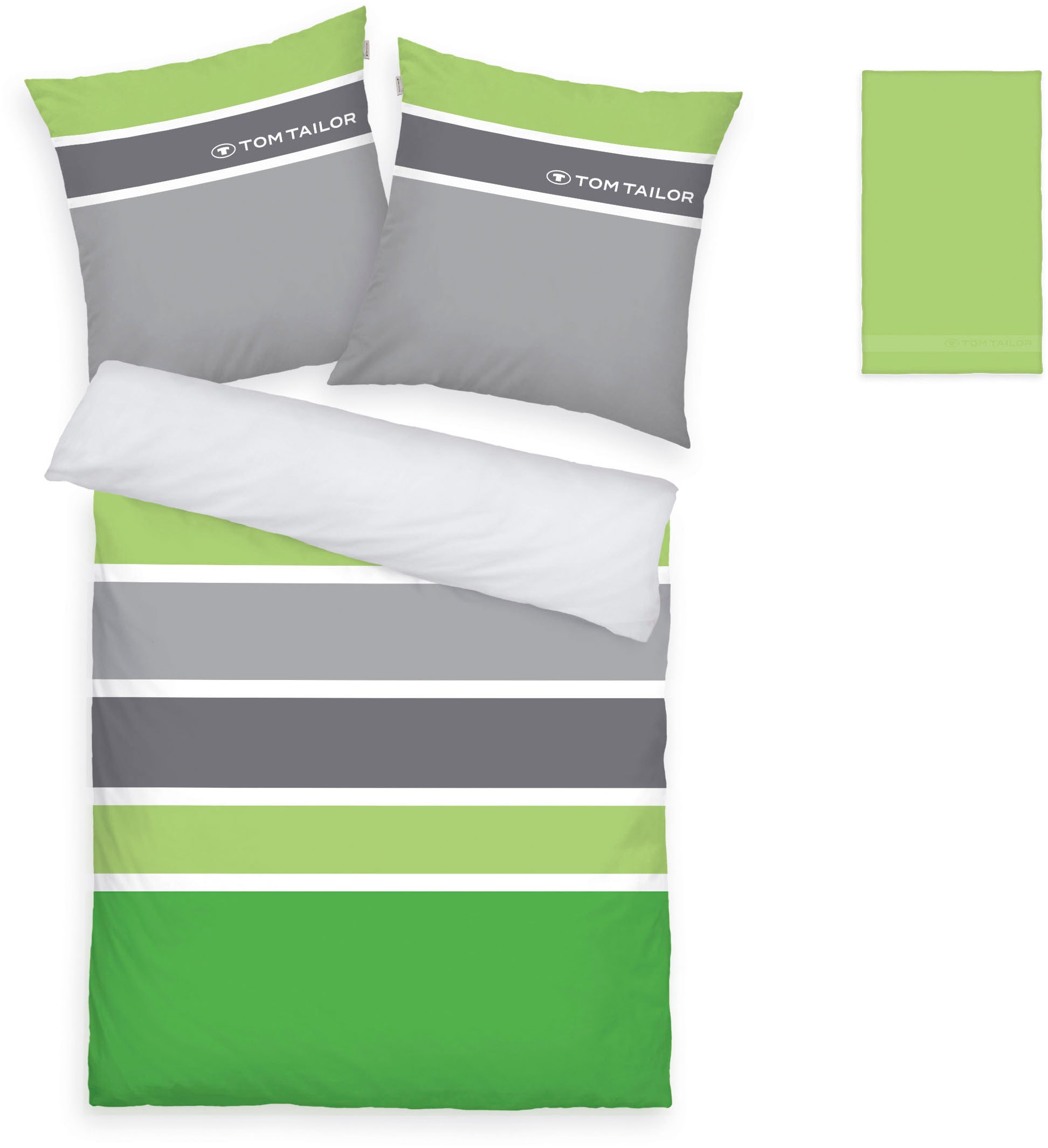 TOM TAILOR HOME Bettwäsche »Felix in Gr. 135x200 oder 155x220 cm«, mit GRATIS-Zugabe: Gästehandtuch (100% Baumwolle), mit Reissverschluss