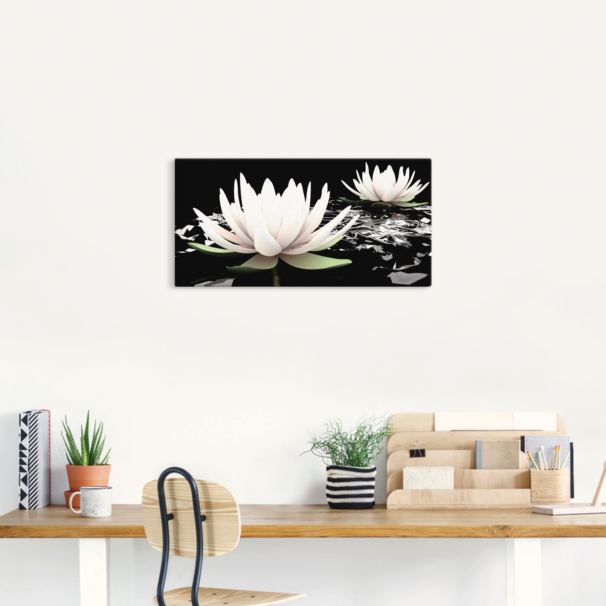Artland Wandbild »Zwei Lotusblumen auf dem Wasser«, Blumen, (1 St.), als Alubild, Outdoorbild, Leinwandbild, Poster, Wandaufkleber