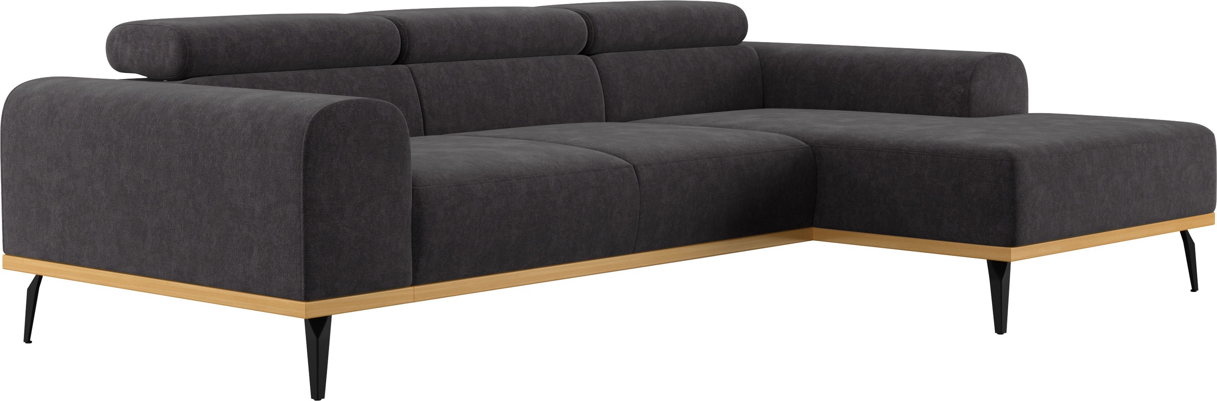 Places of Style Ecksofa »Carlo L-Form«, mit Kopfteilverstellung & Holz-Rahmenoptik, optional Relaxfunktion