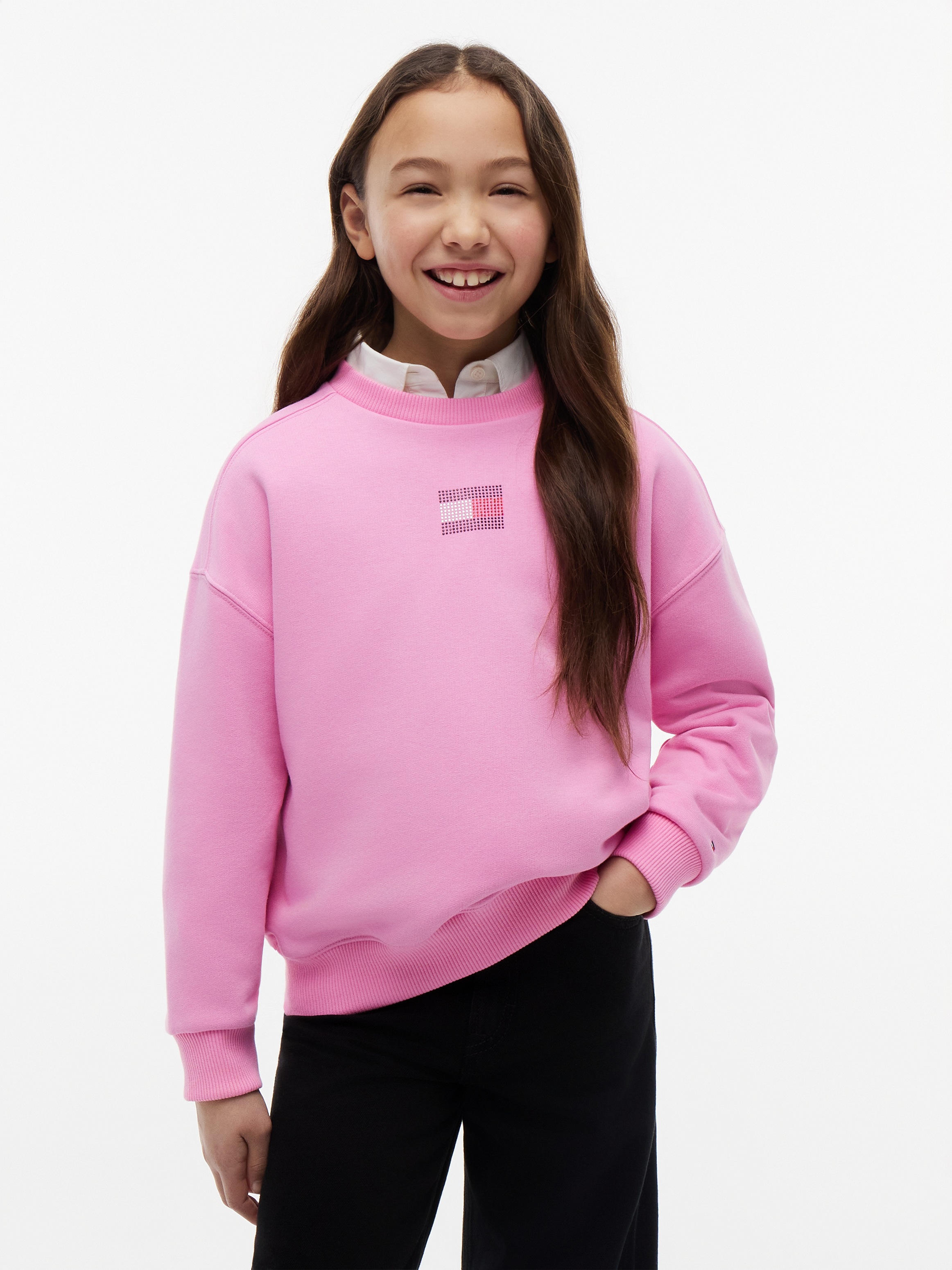 Image of Tommy Hilfiger Sweatshirt, Glitzersteine, Rundhalsausschnitt, Regular Fit, Kinder bis 16 Jahre