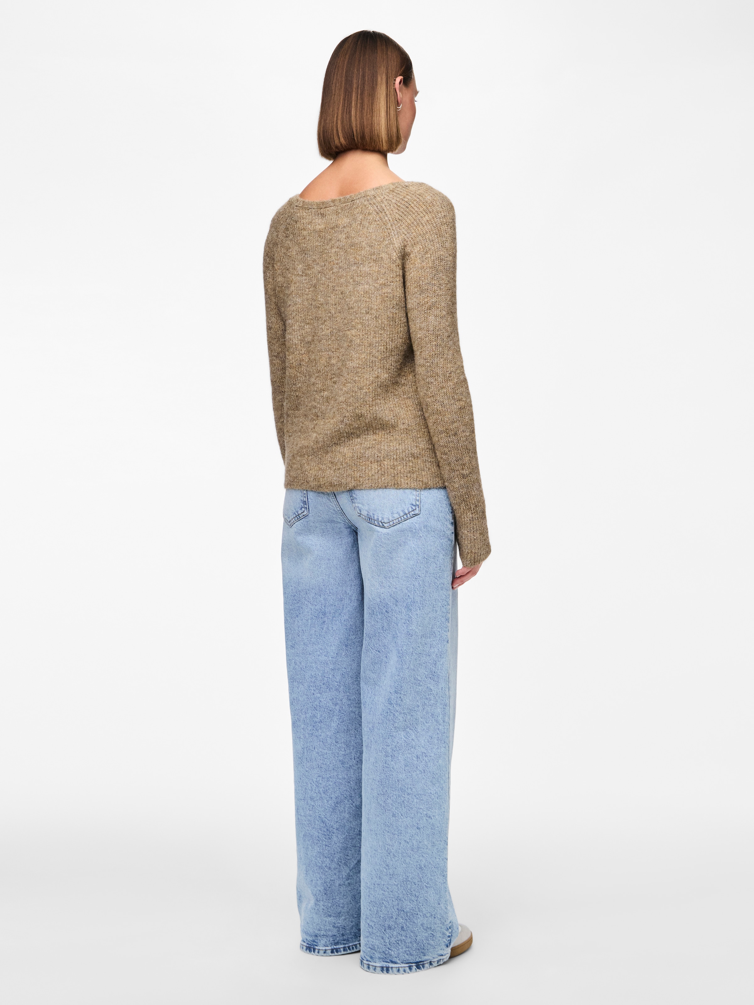 pieces Pull col V »PCELLEN LS V-NECK KNIT NOOS BC« mit Wolle