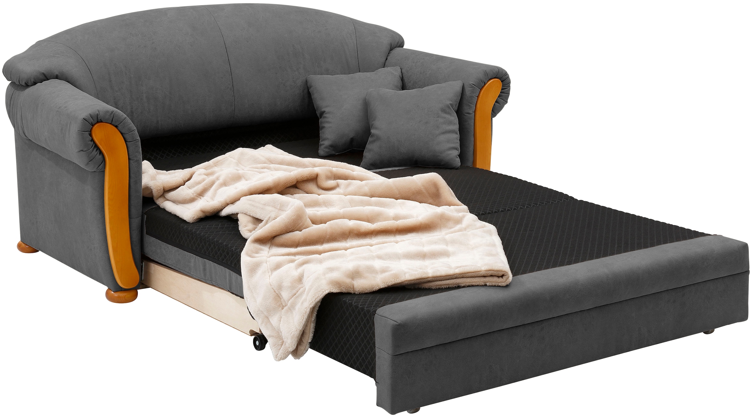 Home affaire Schlafsofa »Milano bequem, Federkern, Längsschläfer, Bettfunktion, Breite 174cm« Hoher Sitzkomfort mit Schlaffunktion und Bettkasten, incl. Zierkissen