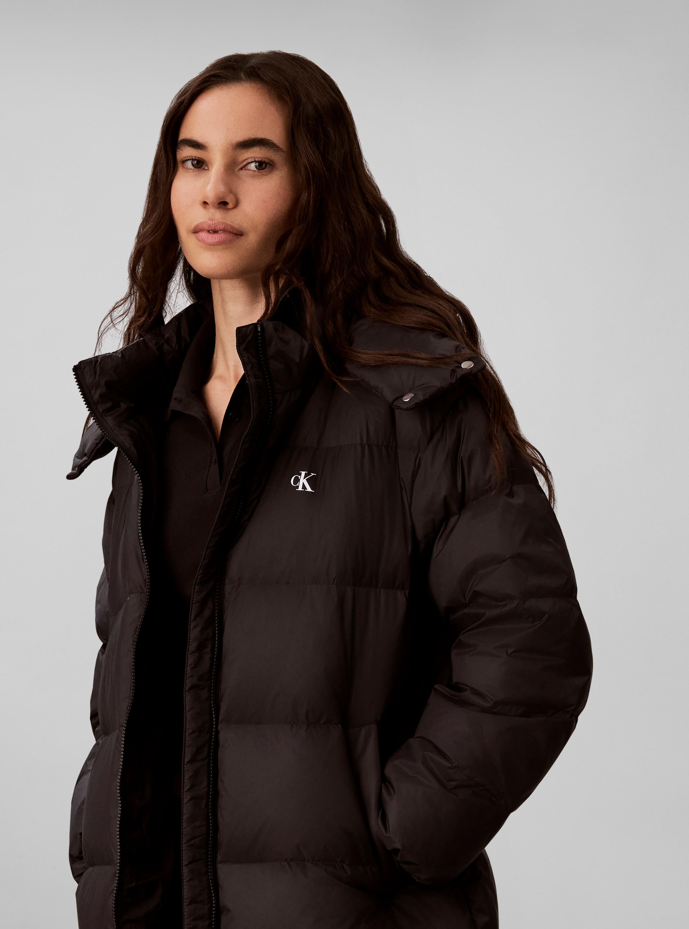 Calvin Klein Jeans Steppmantel »ESSENTIAL LONG DOWN PUFFER« Regular fit mit Kapuze