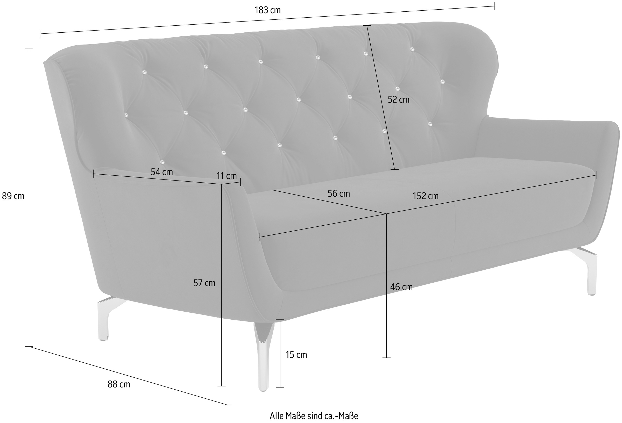 sit&more 3-Sitzer »Orient 3« inkl. 2 Zierkissen mit Strass-Stein, goldfarbene Metallfüsse
