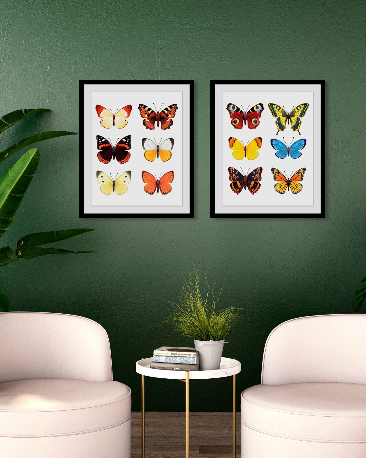 Image of queence Bild "Irina" Insekten Kunst Schmetterlinge 1 Stk. tlg. HD Premium Poster-Druck inkl. Holzrahmen