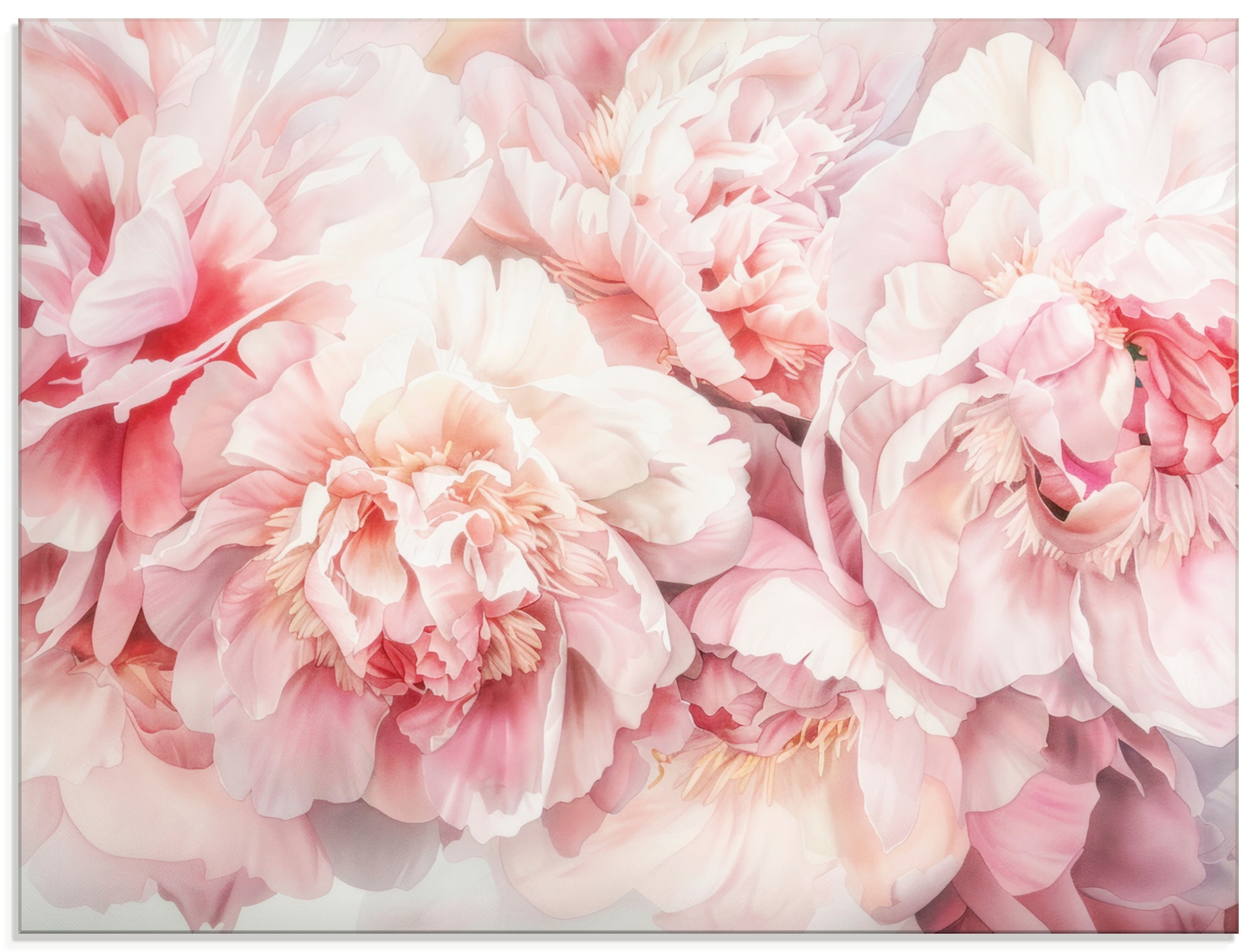 Image of Artland Glasbild "Rosa Farbene Pfingstrosen Aquarell" Blumenbilder 1 Stk. tlg. in verschiedenen Grössen