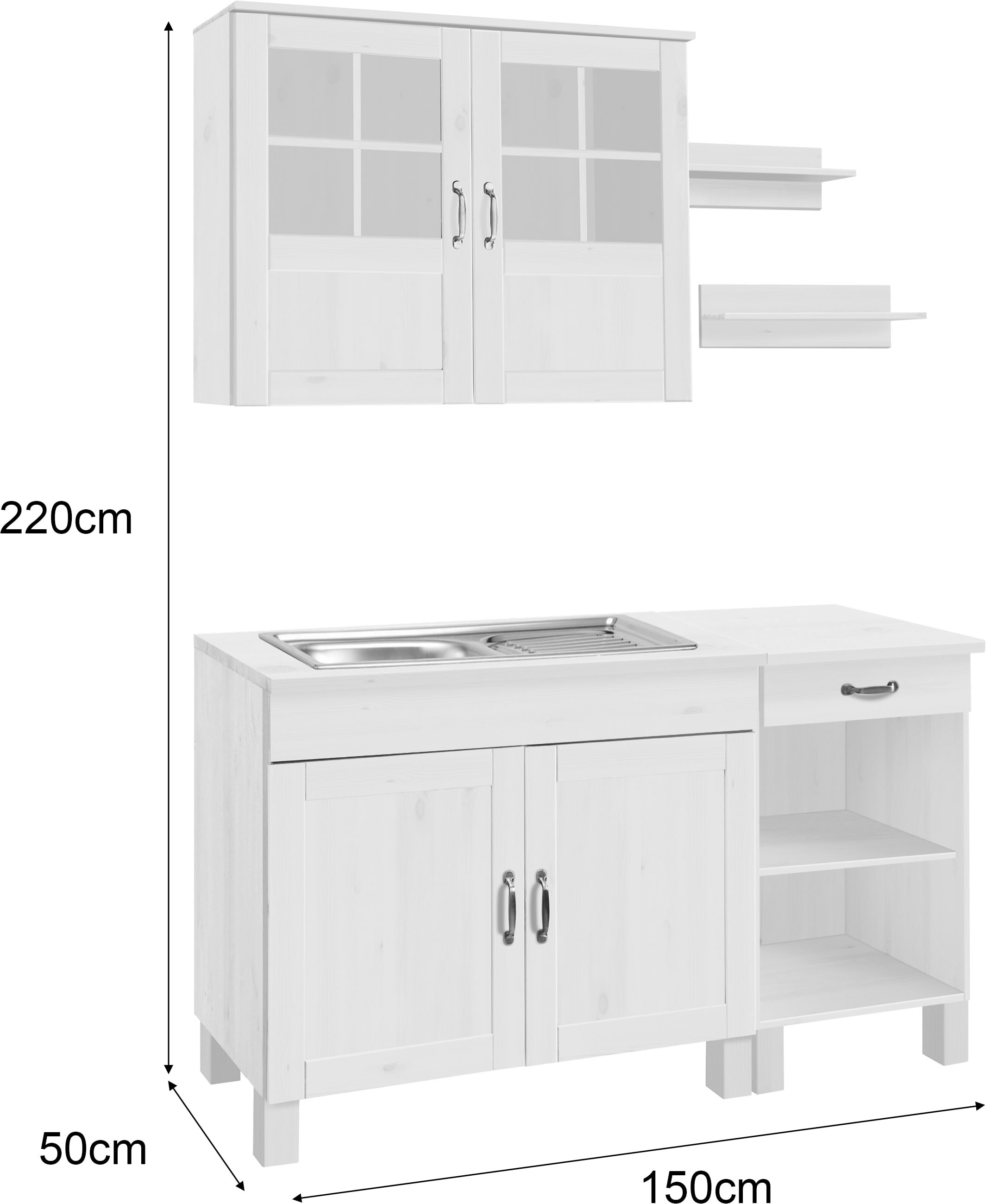 Home affaire Kitchenette »Alby« largeur 150 cm, en 2 profondeurs, sans appareils électriques