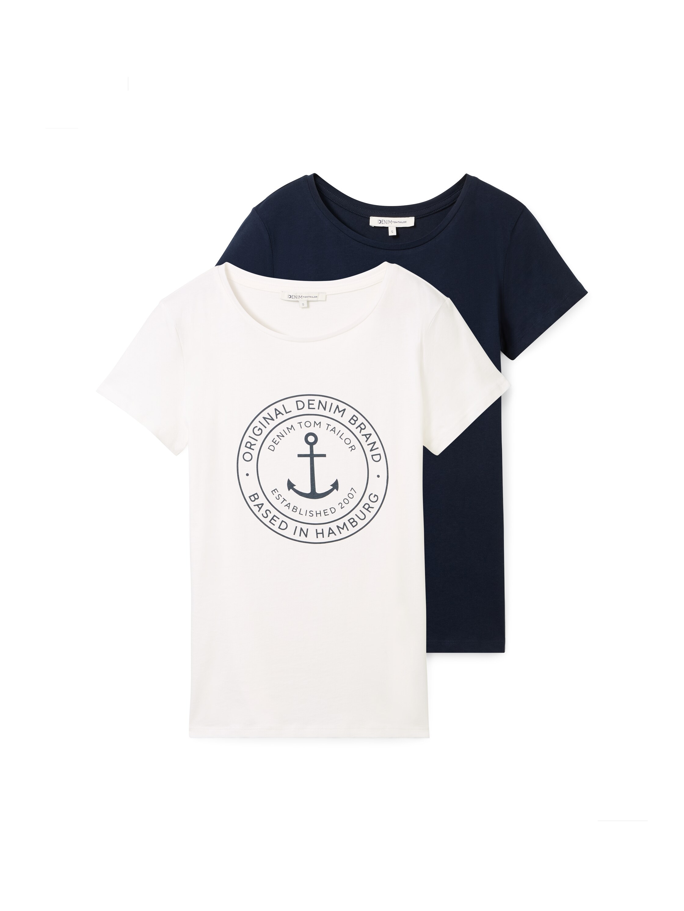 Image of TOM TAILOR Denim T-Shirt Packung, 2 Stk. Doppelpack mit Logo-Print