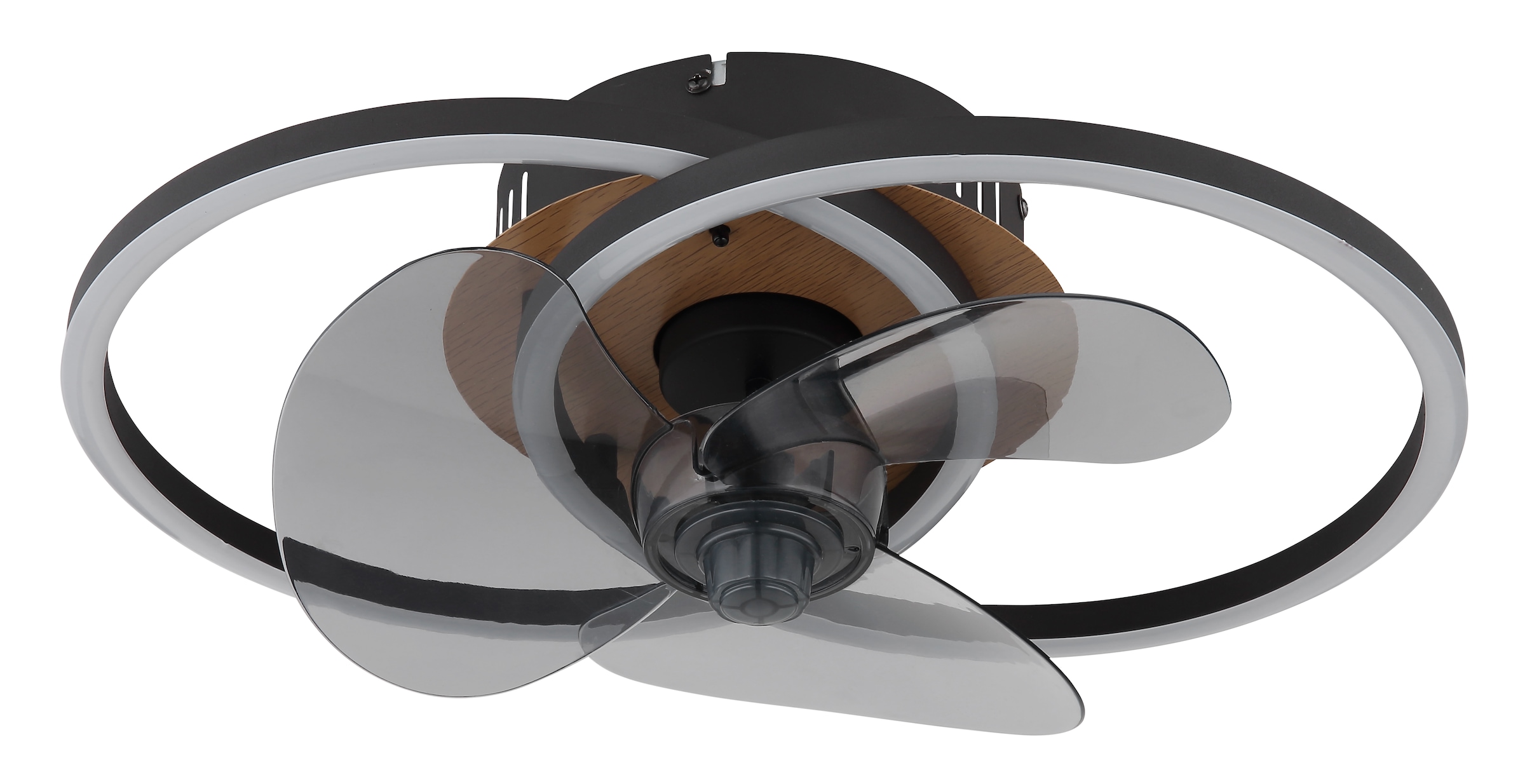 GLOBO LIGHTING Plafonnier »KAREN« Module LED 1 cuis blanc chaud - blanc froid ventilateur de plafond, lampe de plafond, ventilateur moderne, aspect bois