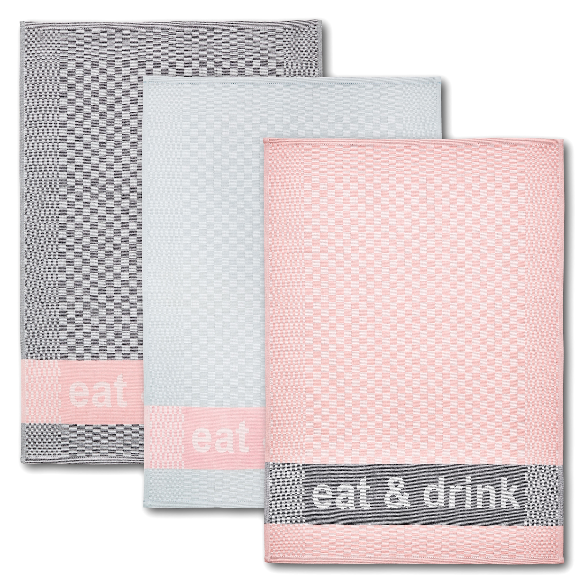 Image of Dyckhoff Geschirrtuch "Eat & Drink, Masse je Tuch ca. 50x70 cm" mit drei verschiedenen Motiven