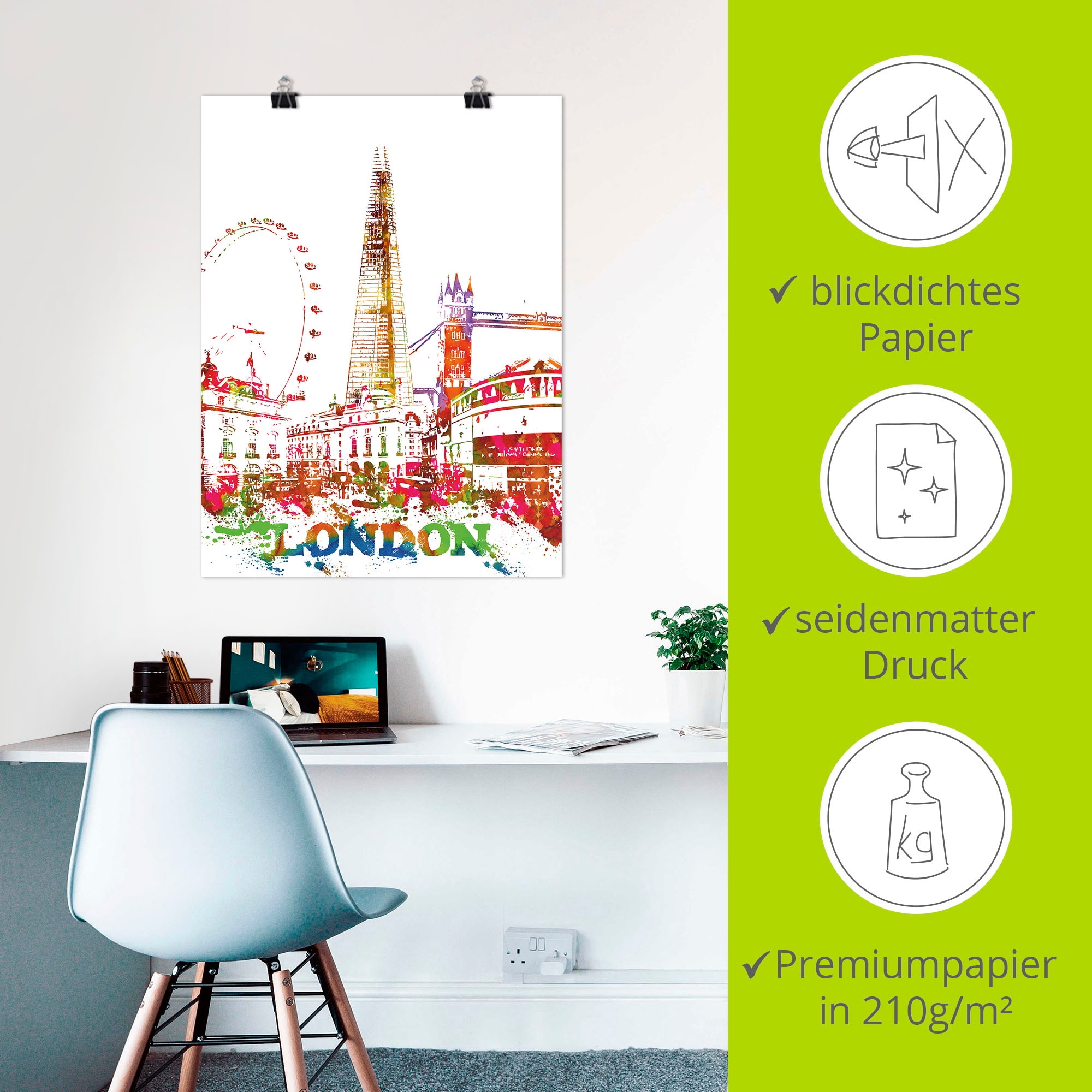 Artland Fresque murale »London Grafik« 1 cuis tlg. ohne Rahmen