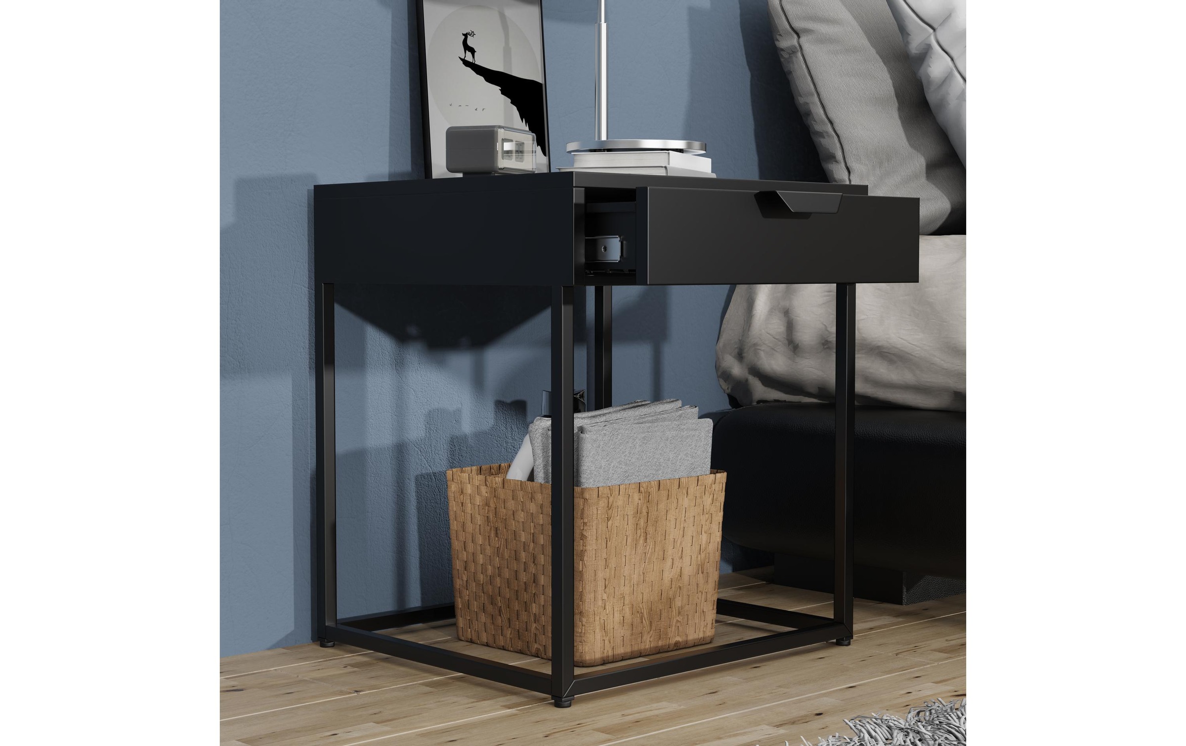 VCM »VCM Nachttisch Flokas S 43 x 50 cm, Schwarz«