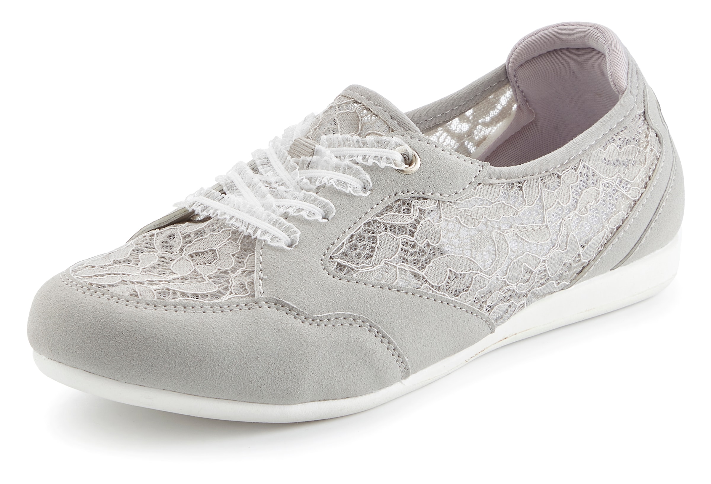 Vivance Sneaker »Freizeitschuh, Halbschuh, Ballerina, Slip-On-Sneaker,«  NEU mit eleganten Spitzeneinsätzen VEGAN