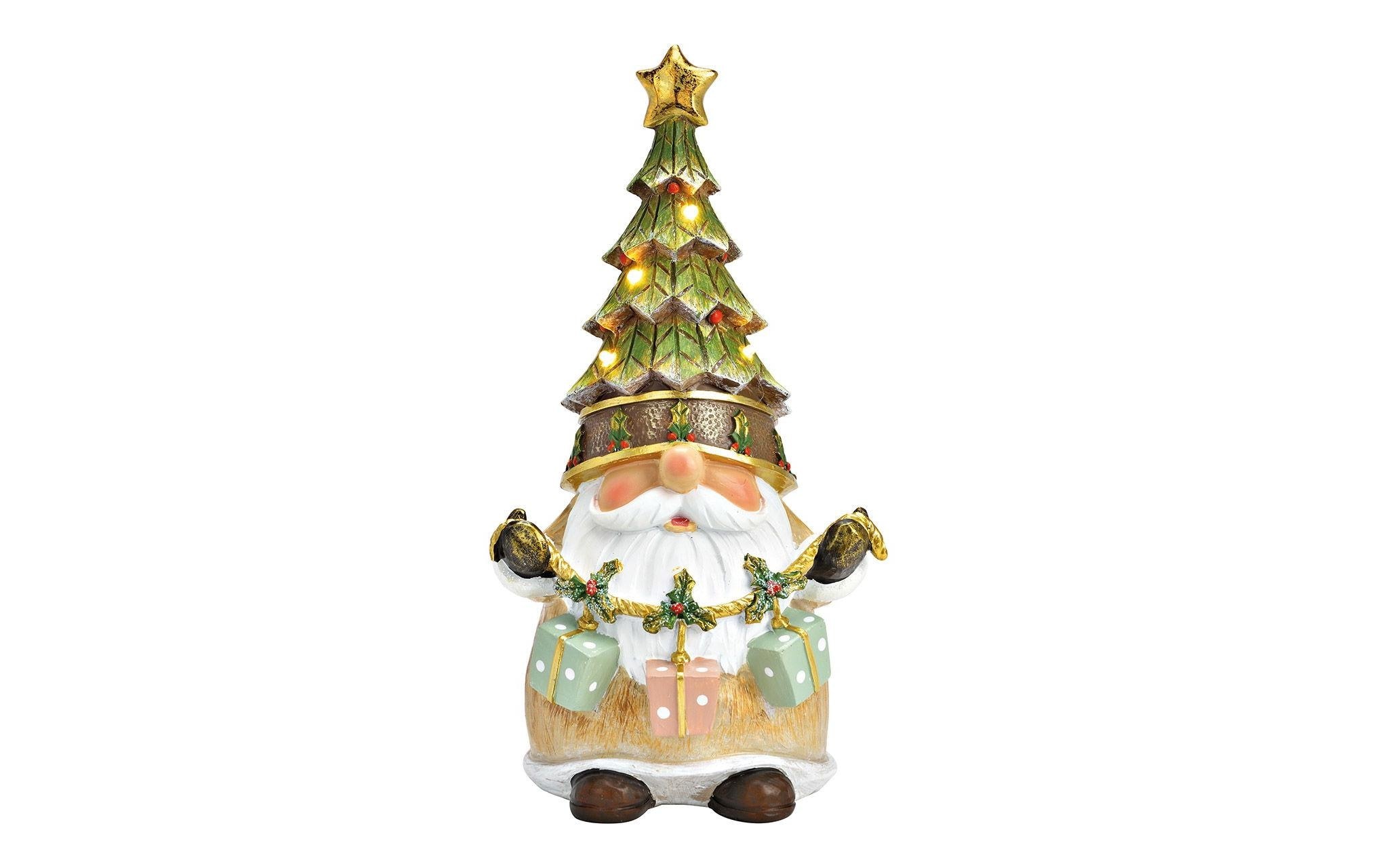 Image of Weihnachtsfigur "G. Wurm Wichtel mit Tannenbaum mit LED"