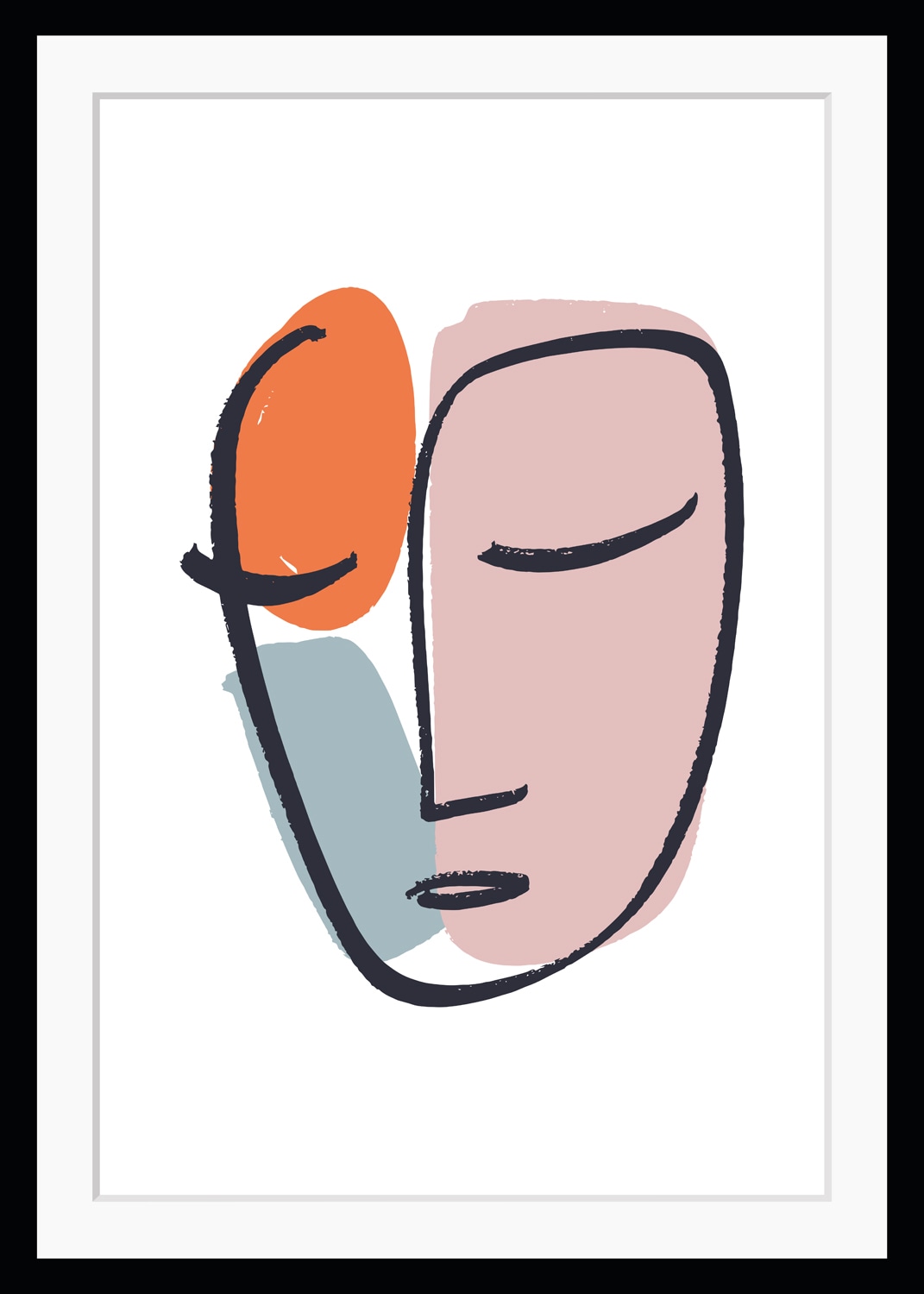Image of queence Bild "Manuela" Abstrakt Figuren Gemälde Gesicht Kunst Modern HD Premium Poster-Druck inkl. Holzrahmen