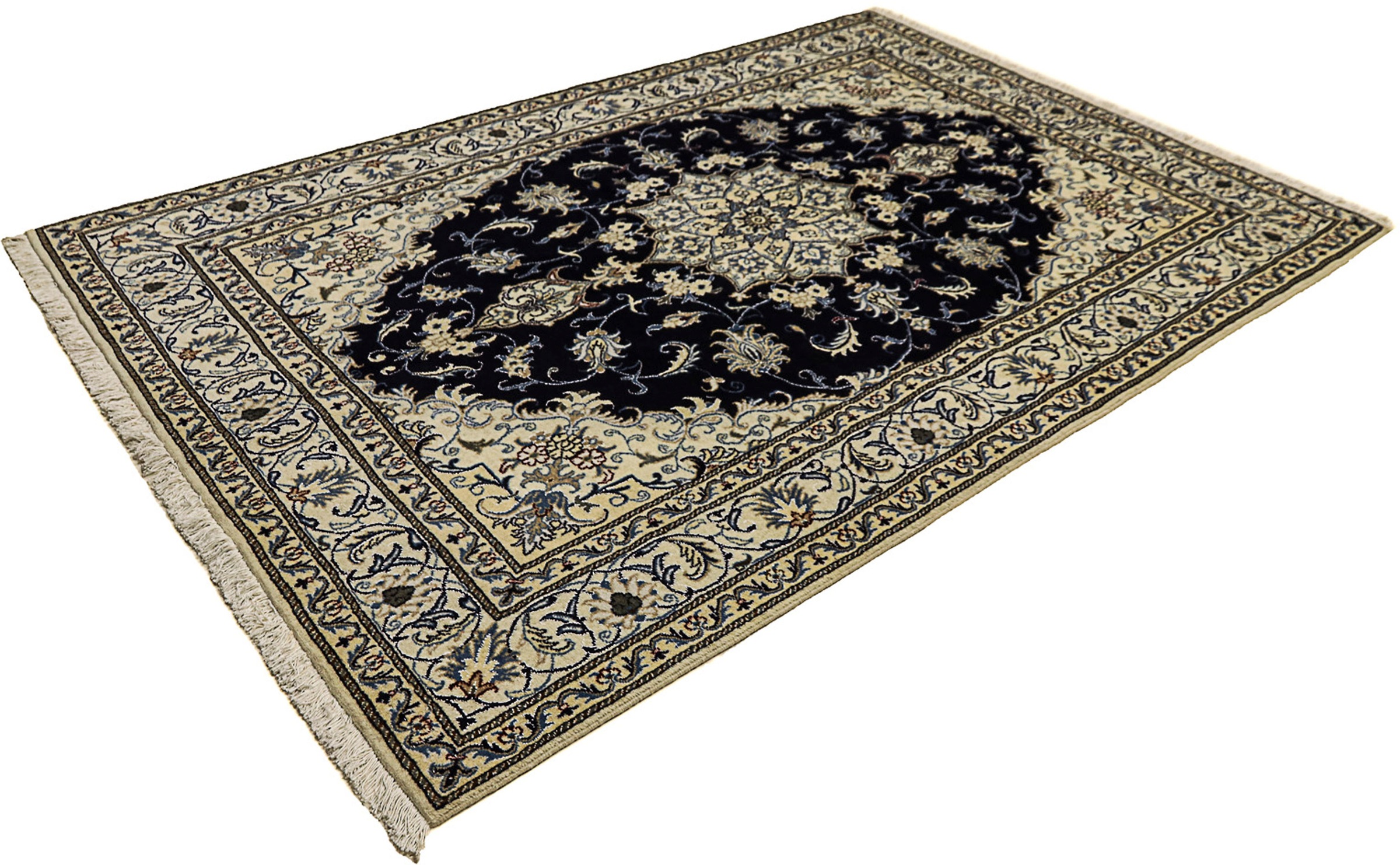 Image of morgenland Orientteppich »Perser - Nain - 242 x 166 cm - dunkelblau«, rechteckig, 12 mm Höhe, Wohnzimmer, Handgeknüpft, Einzelstück mit Zertifikat bei Ackermann Versand Schweiz