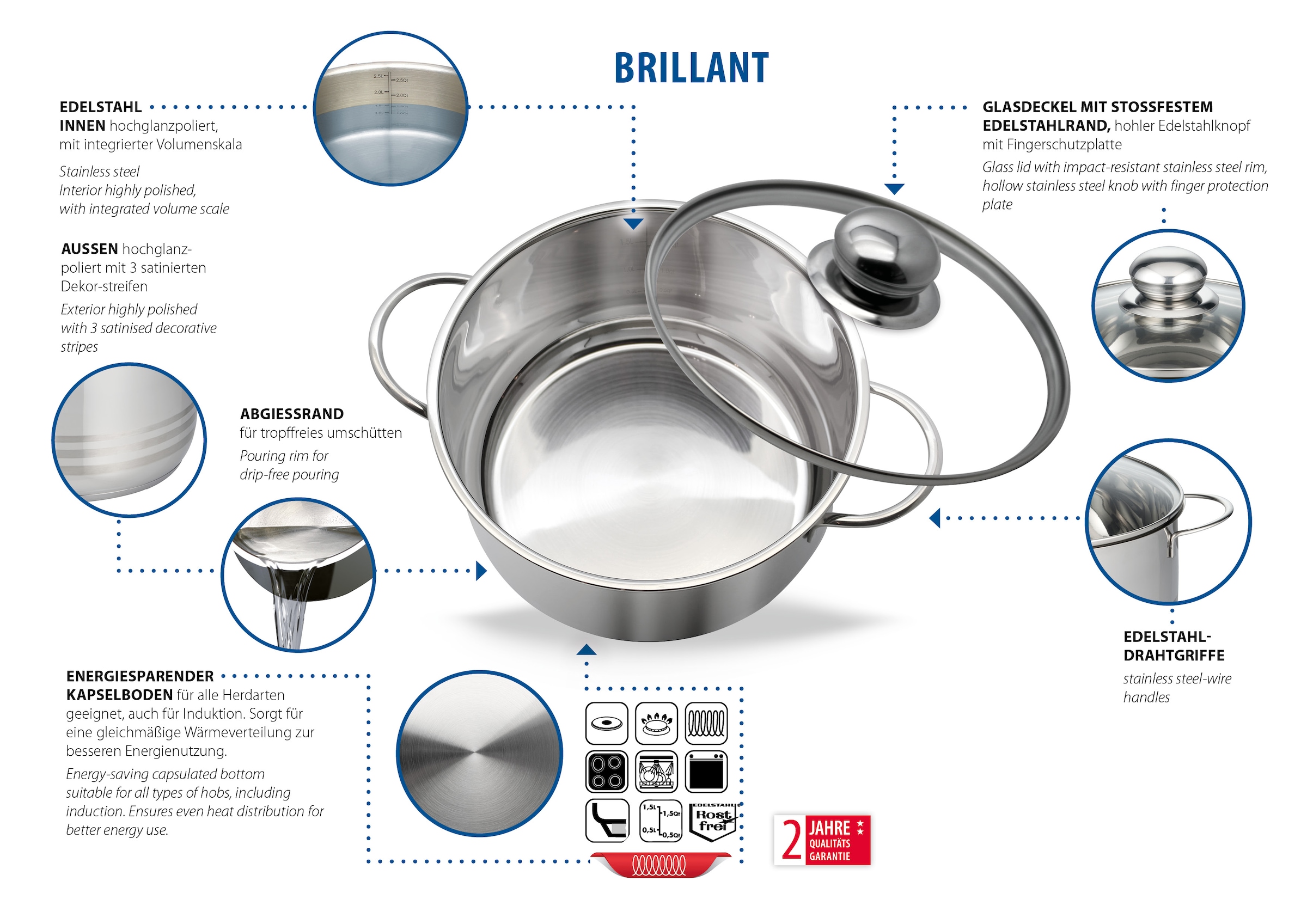 Elo Basic Casserole »Brillant« Acier inoxydable
