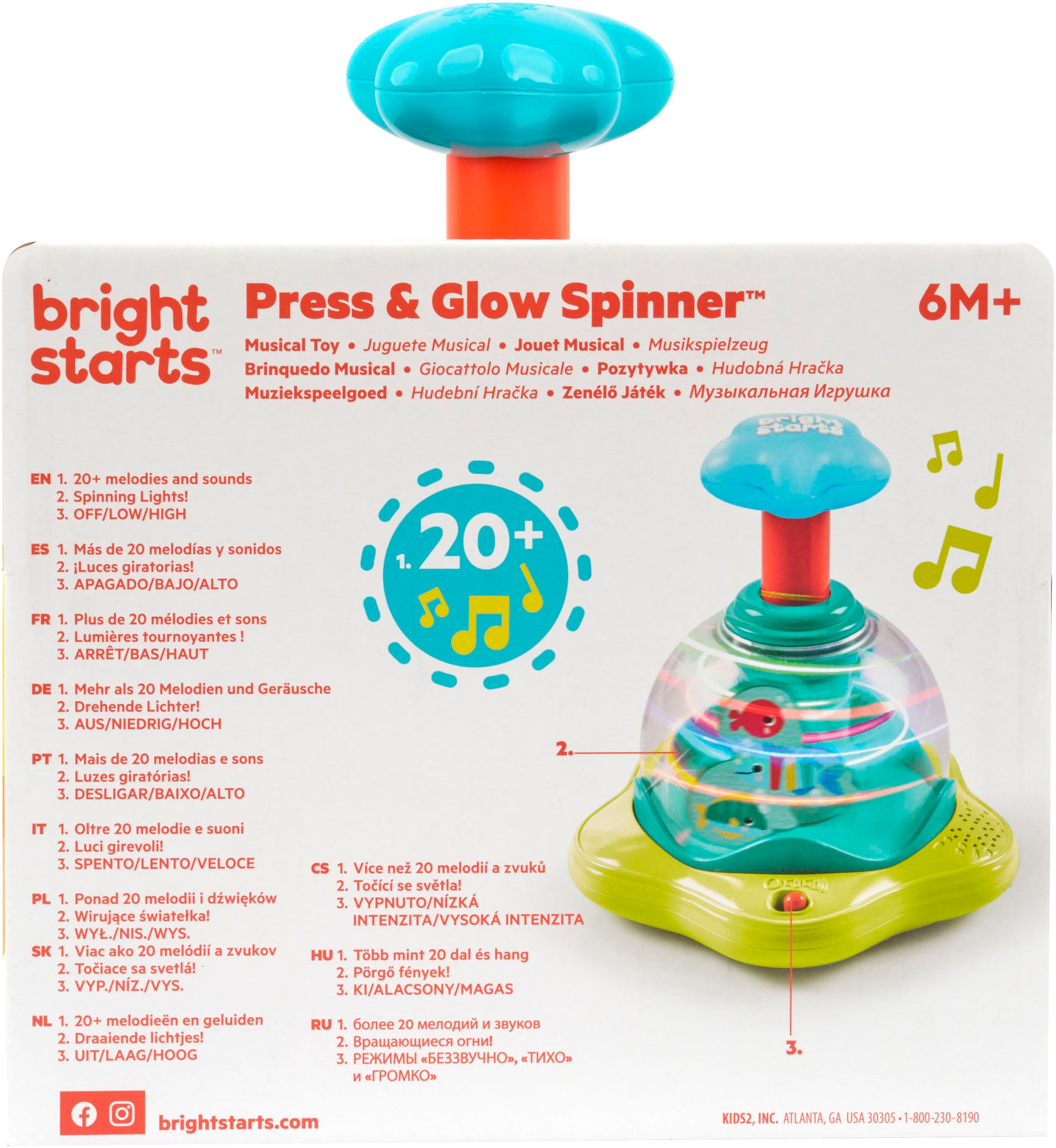 Bright Starts Gyroscope »Press & Glow Spinner™« mit Licht und Sound