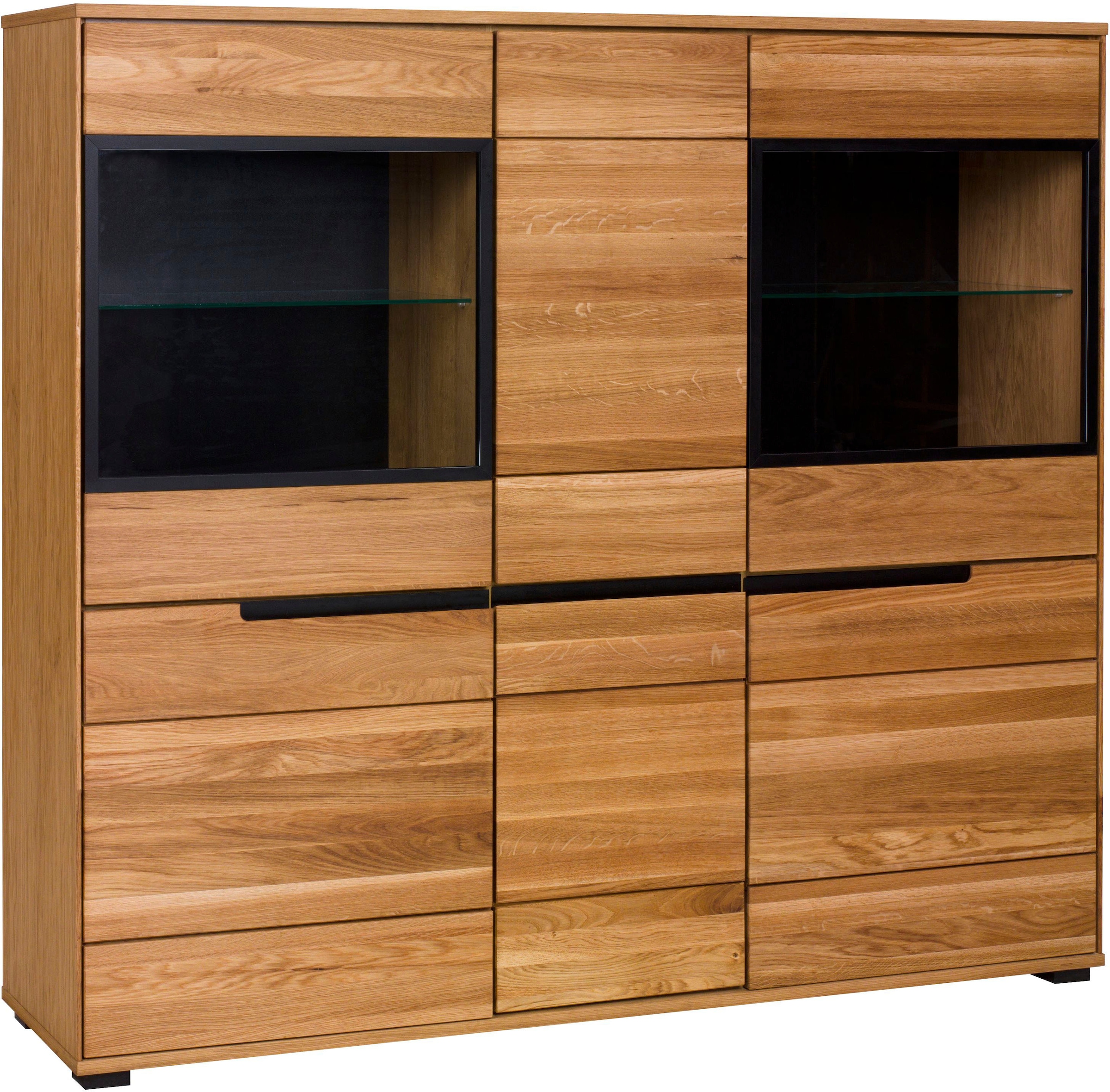 Image of Home affaire Highboard Aluglastüren in Schwarz, Türen mit dampfer, dunklen Innenrückseite