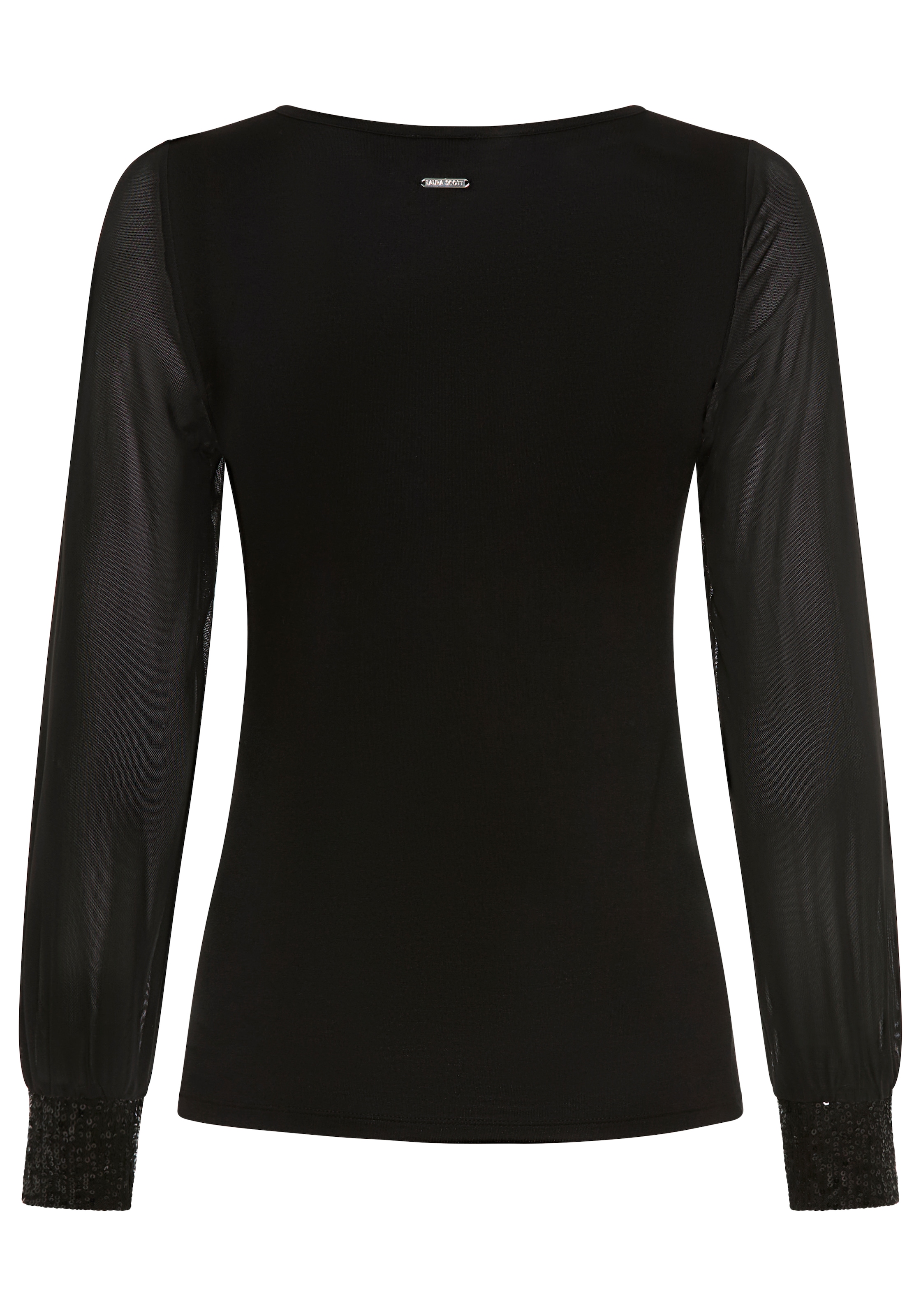 Laura Scott Shirtbluse »mit Mesh und Pailetten« figurbetonte Passform, mit V-Ausschnitt