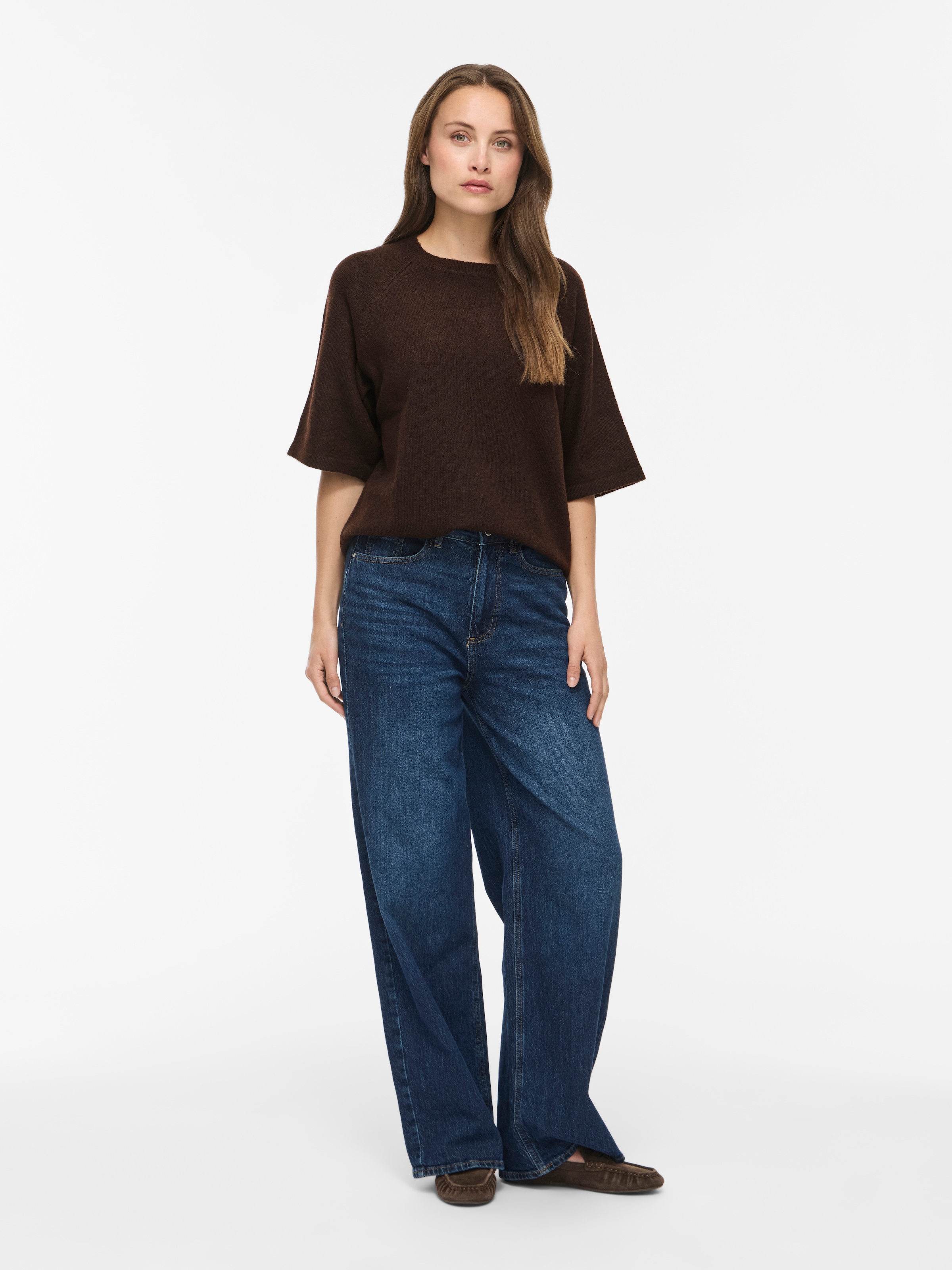 Vila Pull en tricot »VILIGA 2/4 O-NECK KNIT TOP - NOOS« mélange de matières, coupe décontractée