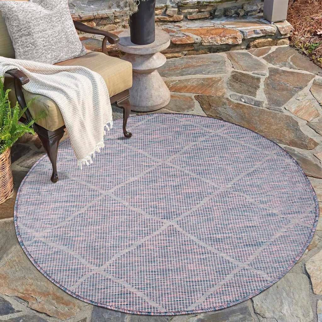 Image of Carpet City Outdoorteppich "PALM3075" rund 5 mm Höhe Wetterfest & UV-beständig, für Balkon, Terrasse, Küche, flach gewebt