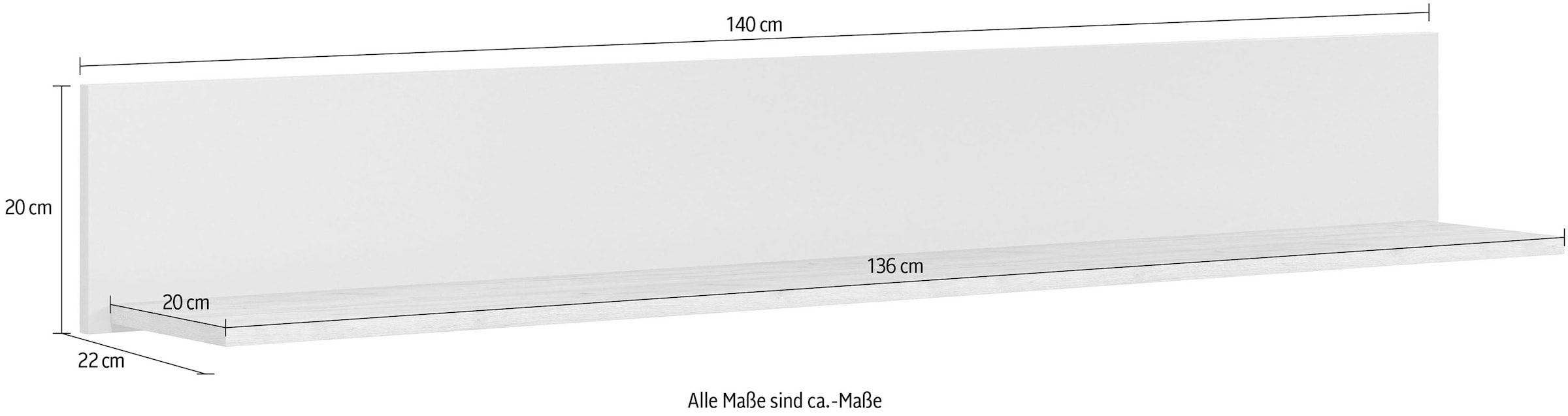 Home affaire Wandboard »San Pedro« 1 Stk. tlg. Wandboard mit Ablage - (B/T/H) 140/22/20 cm