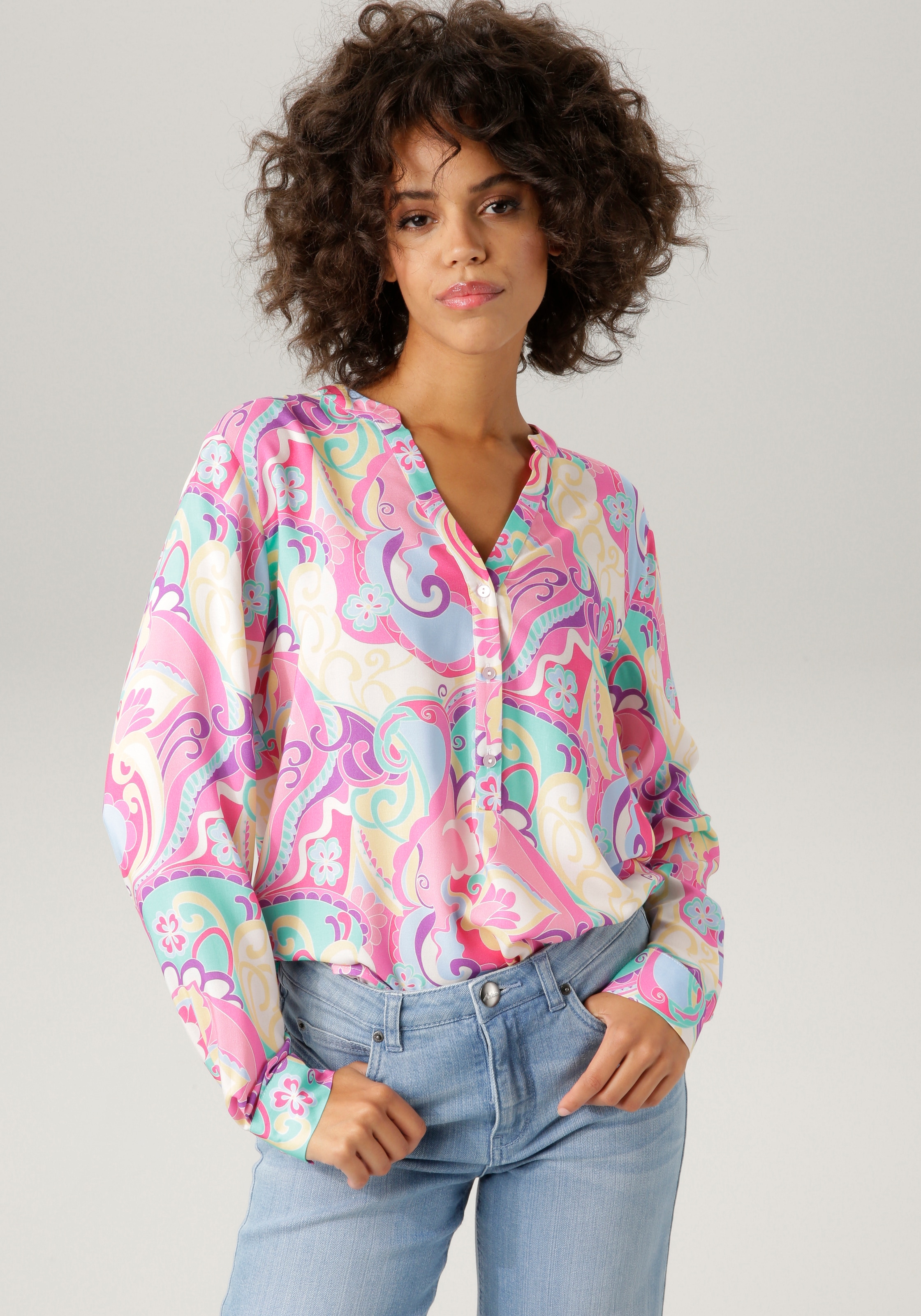 Image of Aniston CASUAL Schlupfbluse mit pastellfarbigem, grafischen Druck