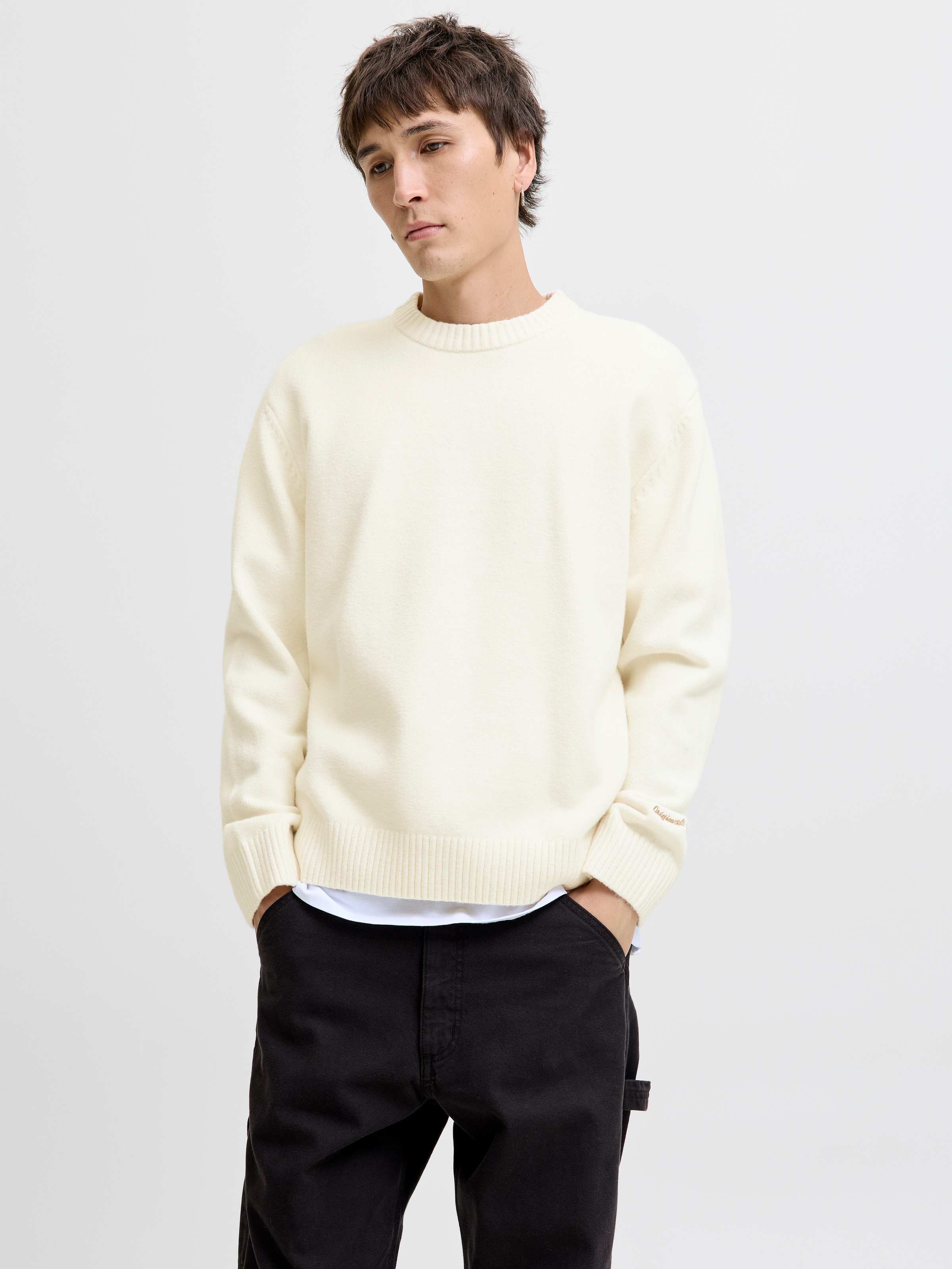 Image of Jack & Jones Rundhalspullover "JORNORREBRO KNIT CREW NECK SN" Baumwollmischung, locker geschnitten