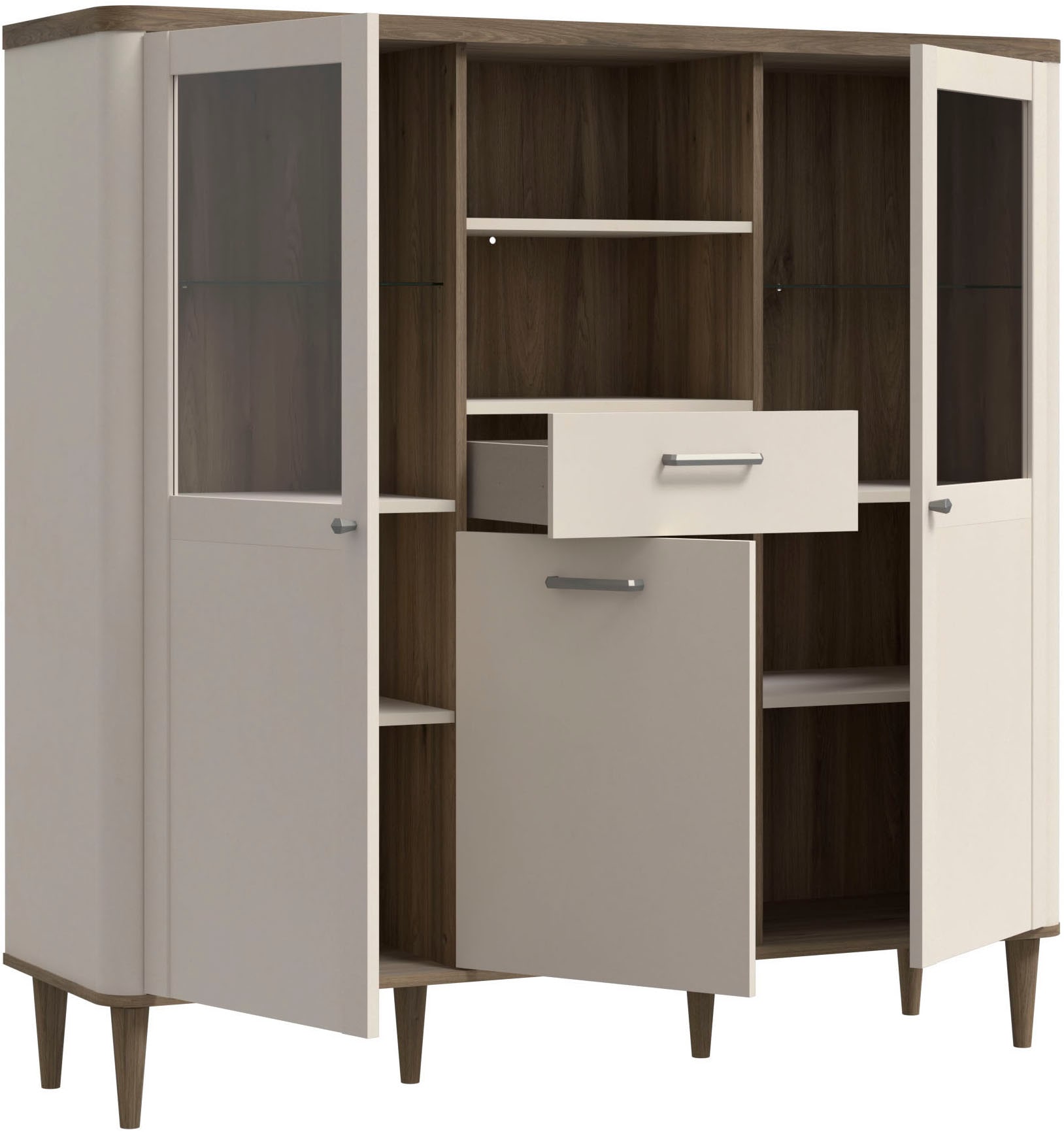 FORTE Vitrine »Lacetti« B/H/T 144,8/142,9/41,2 cm, Echtholzfüsse