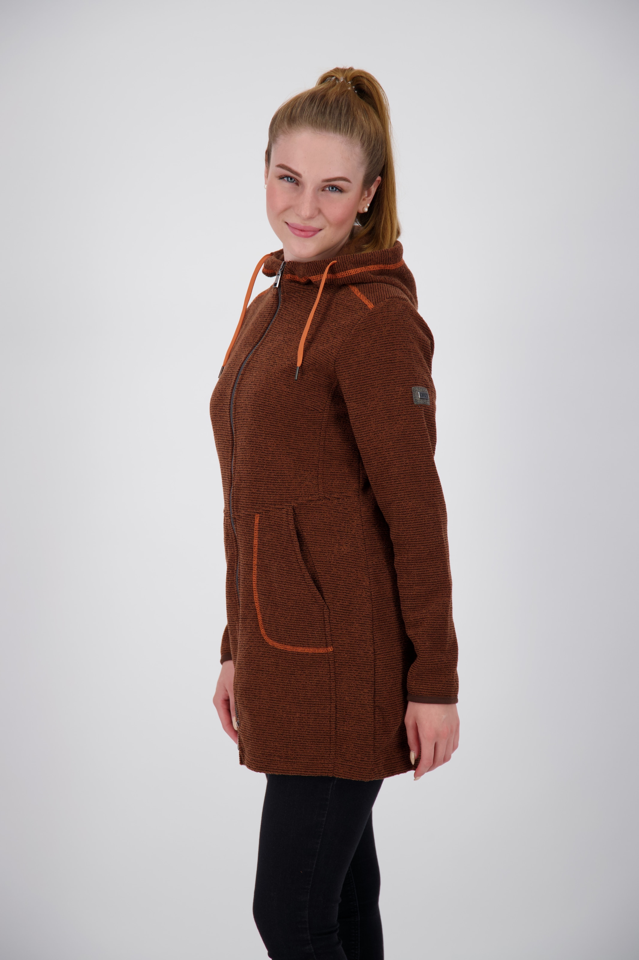 DEPROC Active Strickmantel »KENNEWICK II LONG«, aussergewöhnlicher Feinstrickmantel mit Kontrastdetails