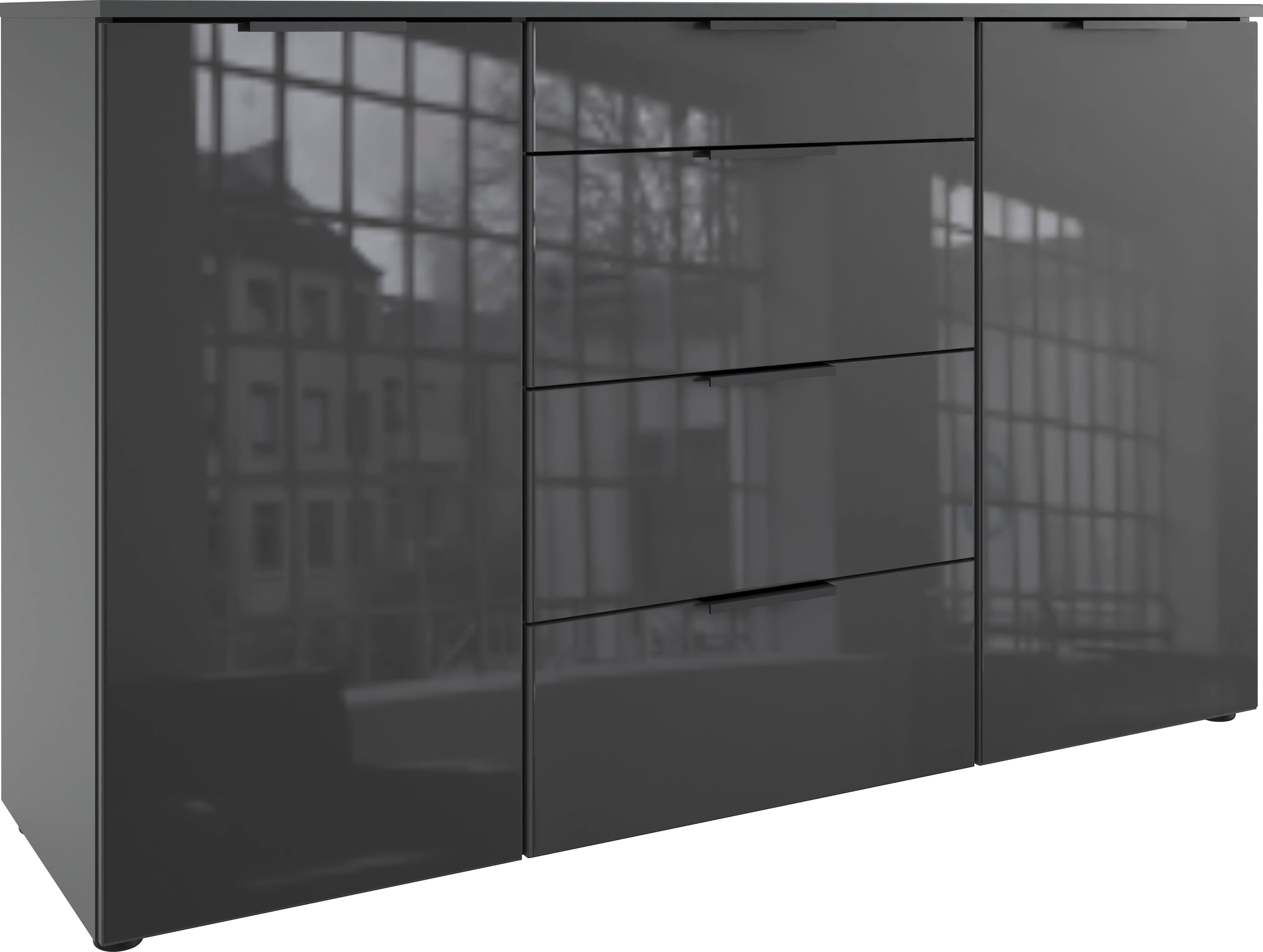 Image of Wimex Kombikommode "Level36 black C by fresh to go" mit Glaselementen auf der Front, soft-close Funktion, 135cm breit