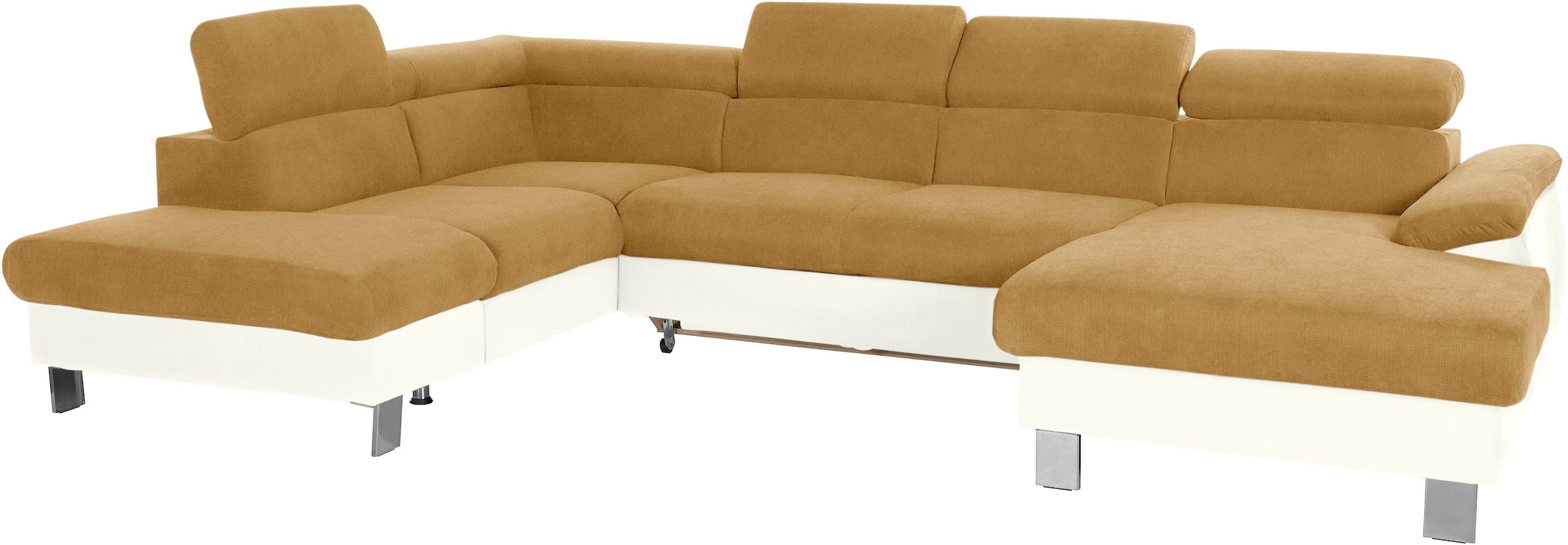 COTTA Polstergarnitur »Komaris U-Form«, (Set), Set bestehend aus: Wohnlandschaft mit Kopfteilverstellung & Hocker