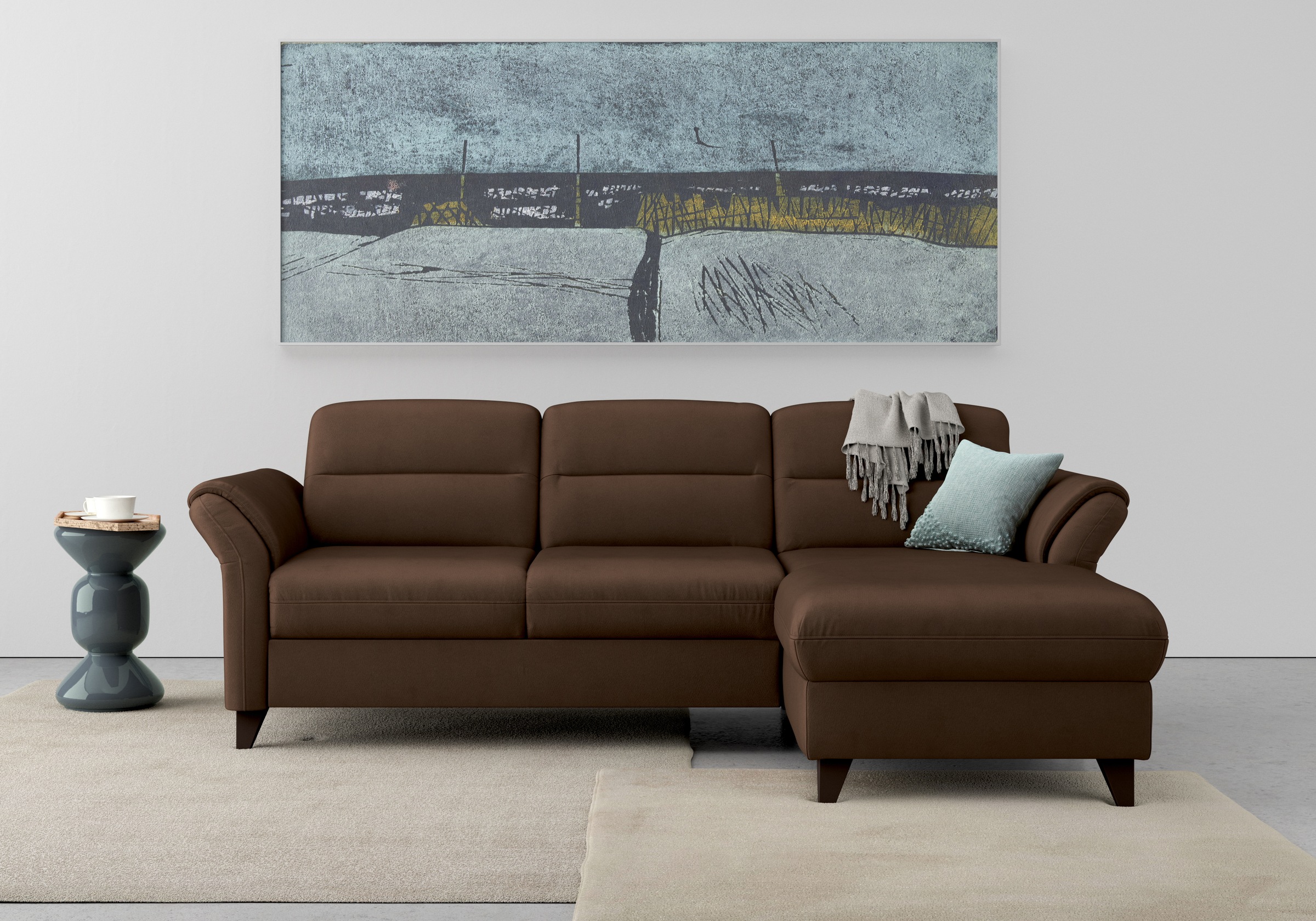 sit&more Ecksofa »Mellum L-Form« Federkern, optional Schlaffunktion, Bettkasten & Armteilfunktion
