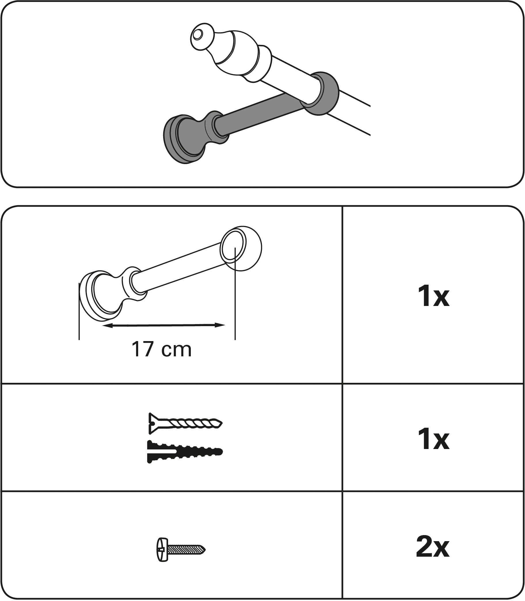 GARDINIA Gardinenstangenhalter »Träger geschlossen für Ø 28 mm« Serie Gardinenstangen-Set Lugano Classic Ø 28 mm