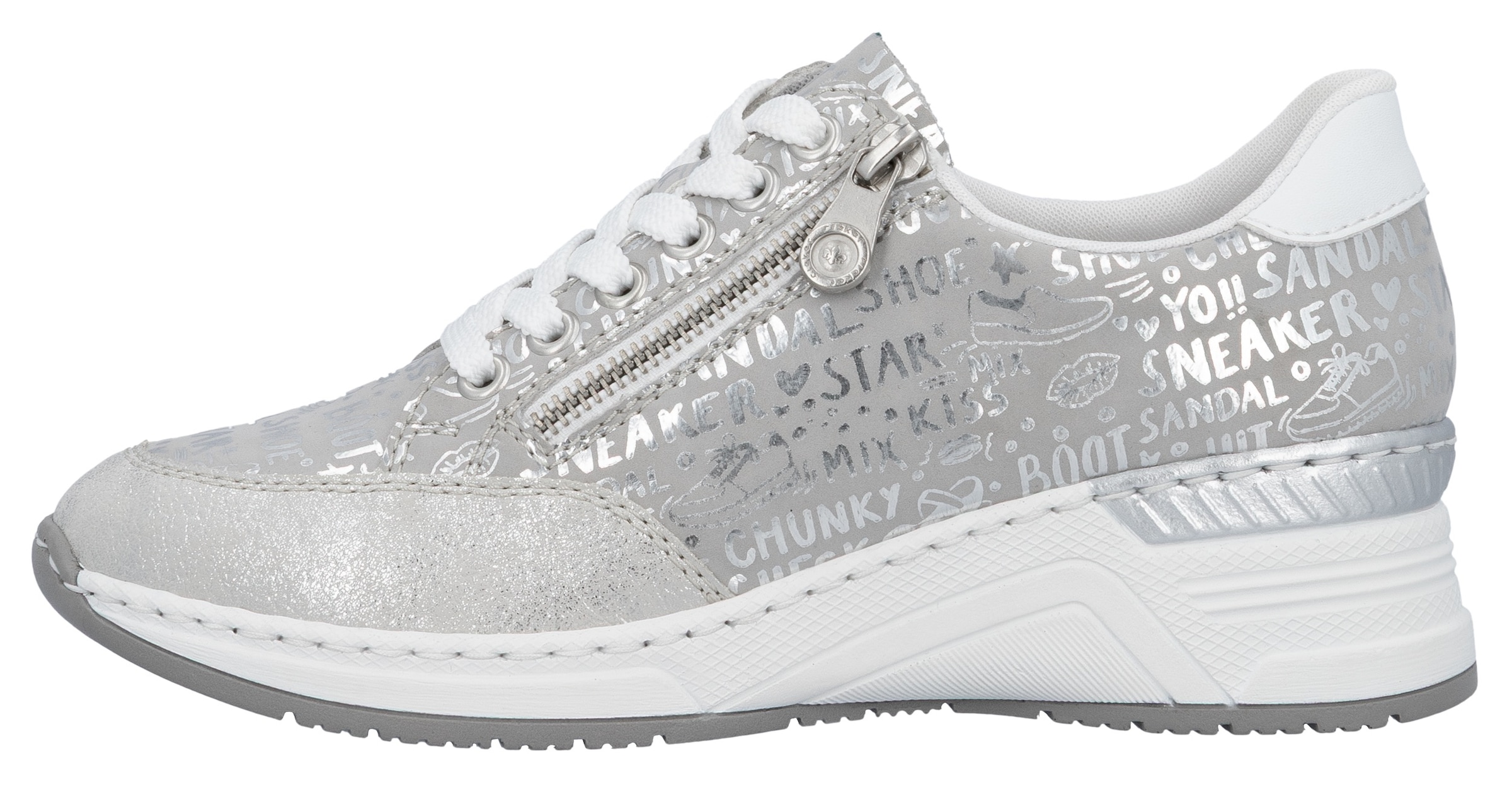 Rieker Sneaker  mit Lettern bedruckt, Freizeitschuh, Halbschuh, Schnürschuh