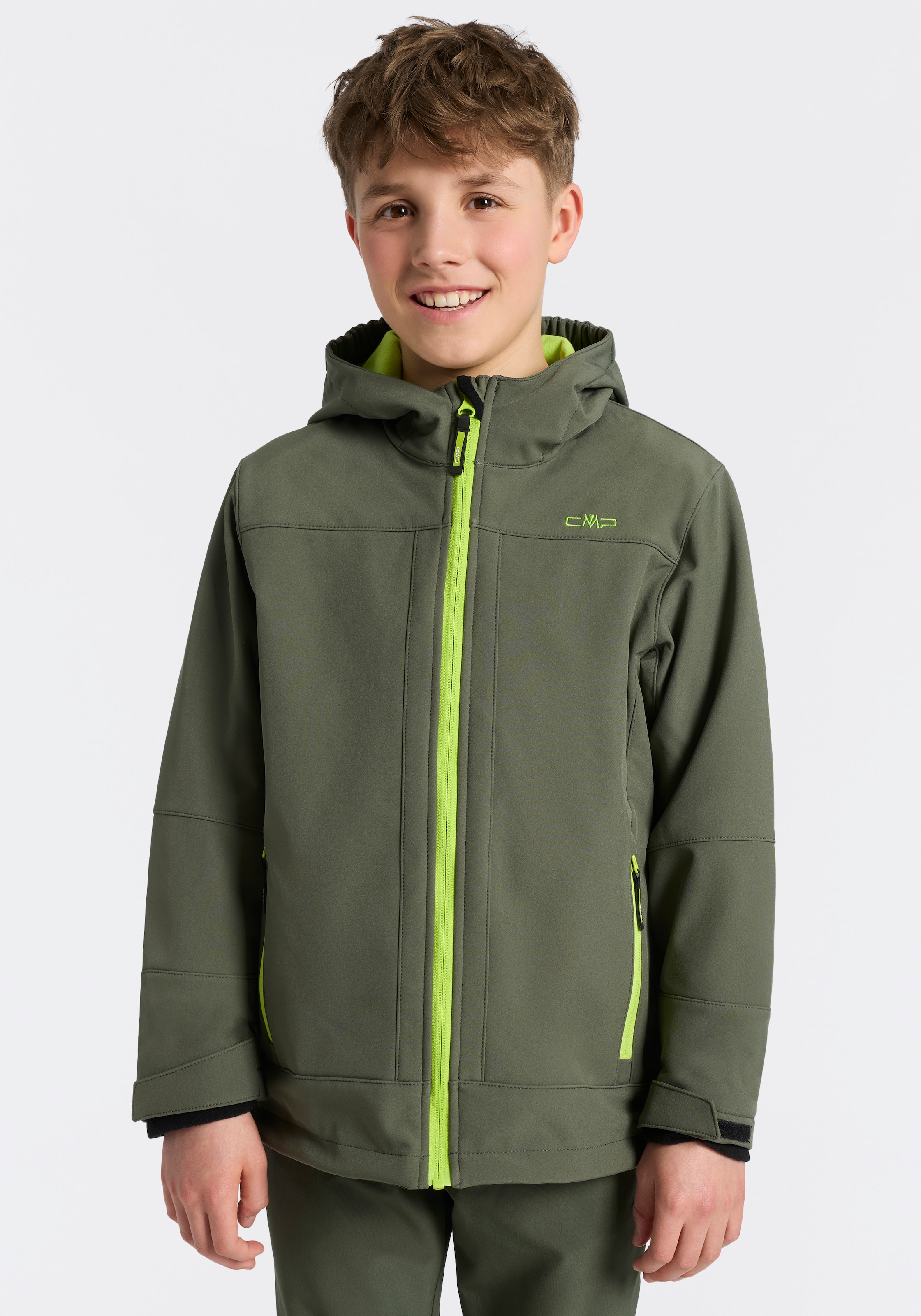 CMP Veste softshell »KID  SOFTSHELL JACKET FIX HOOD« avec capuche déperlant, coupe-vent, avec poches zippées