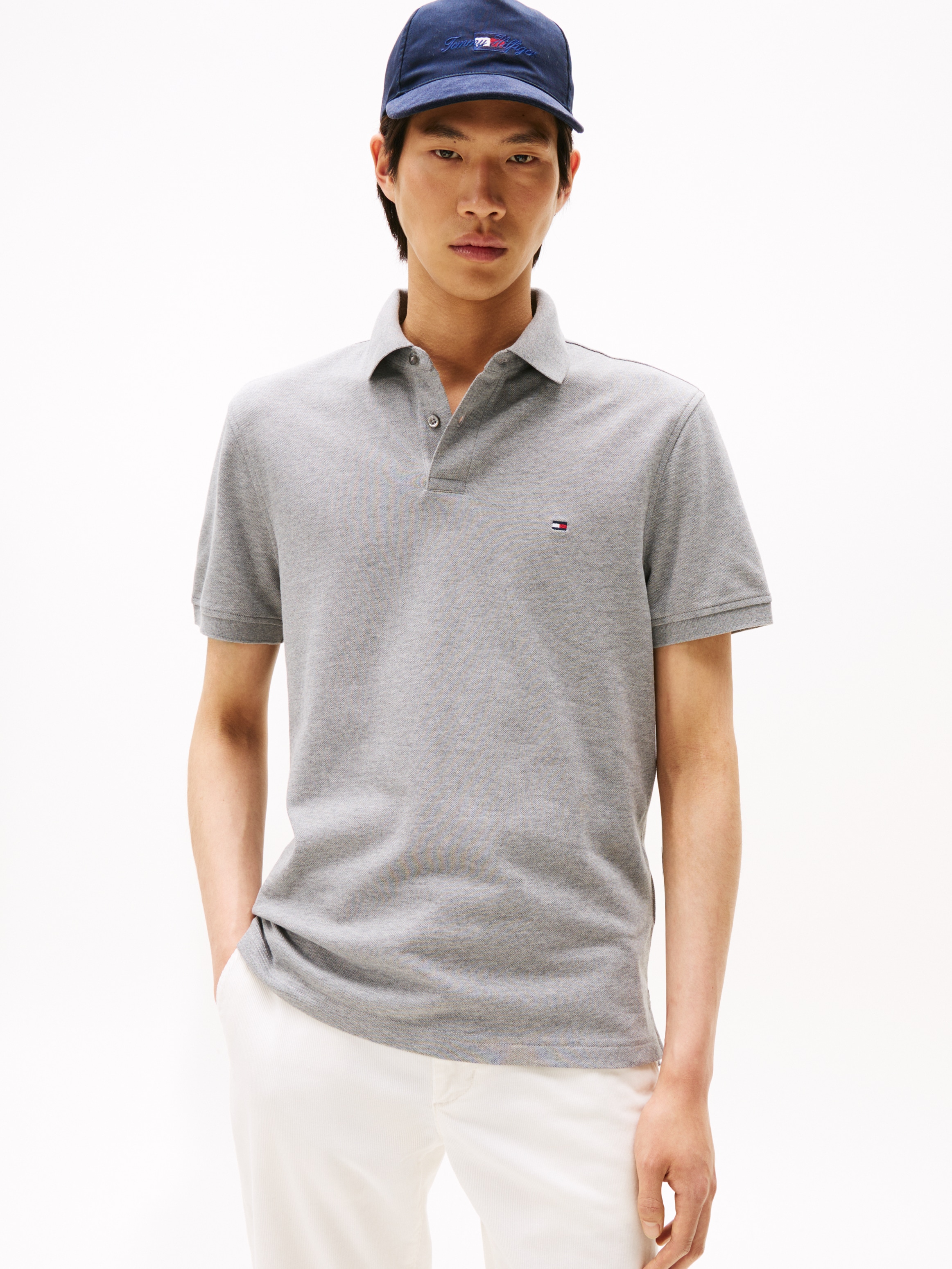 Tommy Hilfiger Poloshirt »1985 REGULAR POLO mit Kontraststreifen und Knopfleiste«, unifarben, sportlich, regular fit, Baumwollmix, Polokragen