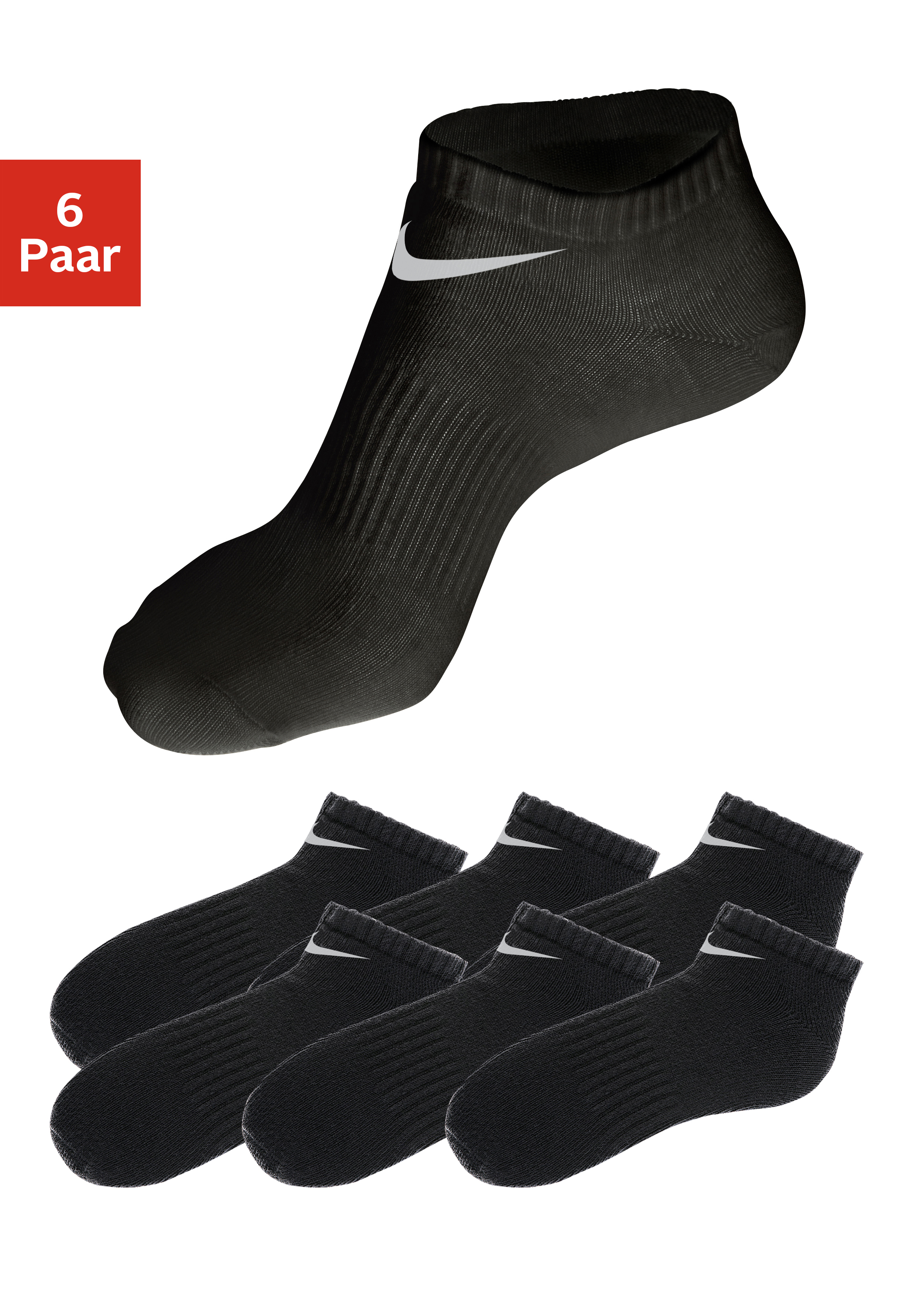 Sneakersocken, (6 Paar), mit Mittelfussgummi