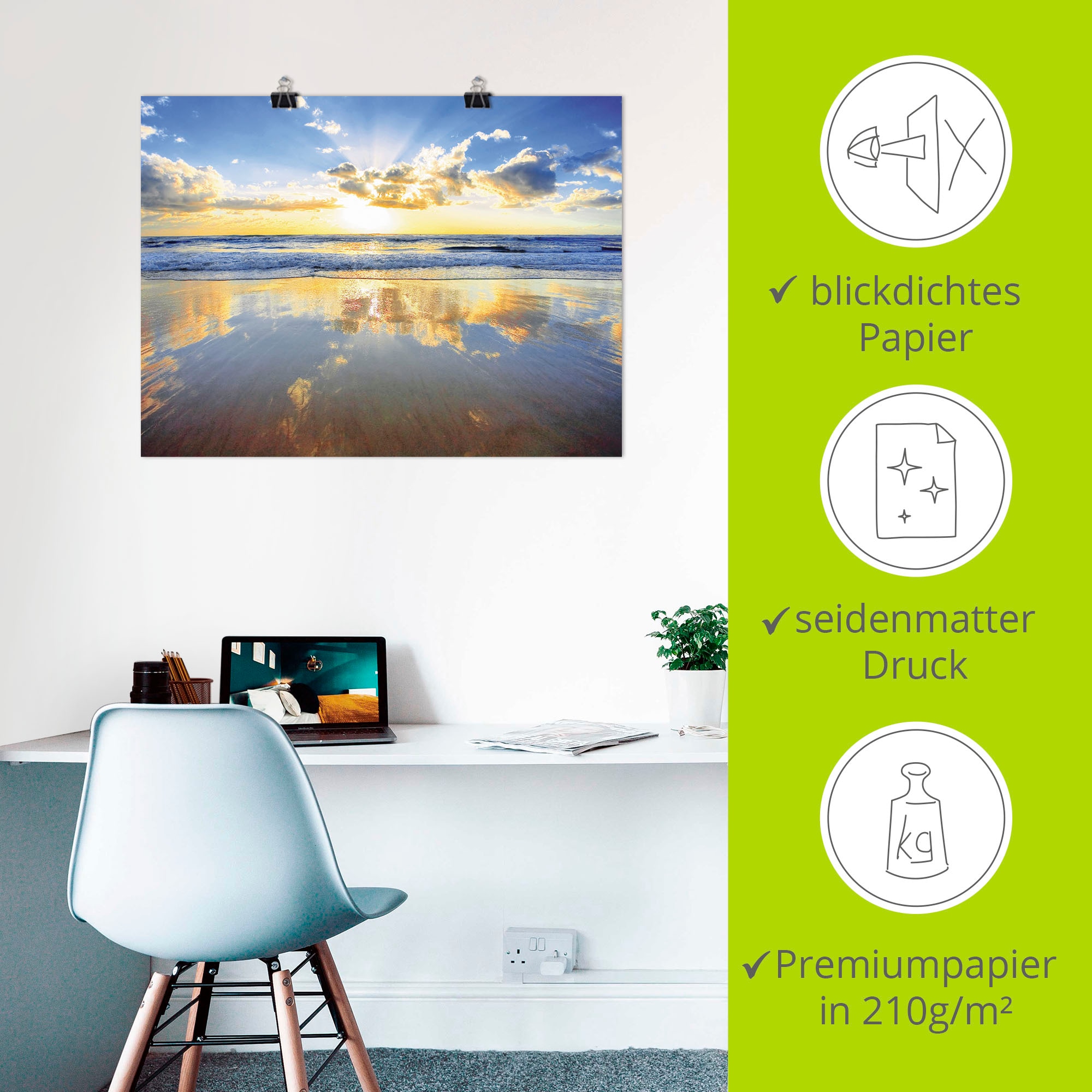 Artland Wandbild »Sonnenaufgang über dem Ozean«, Himmel, (1 St.), als Alubild, Outdoorbild, Leinwandbild, Poster, Wandaufkleber